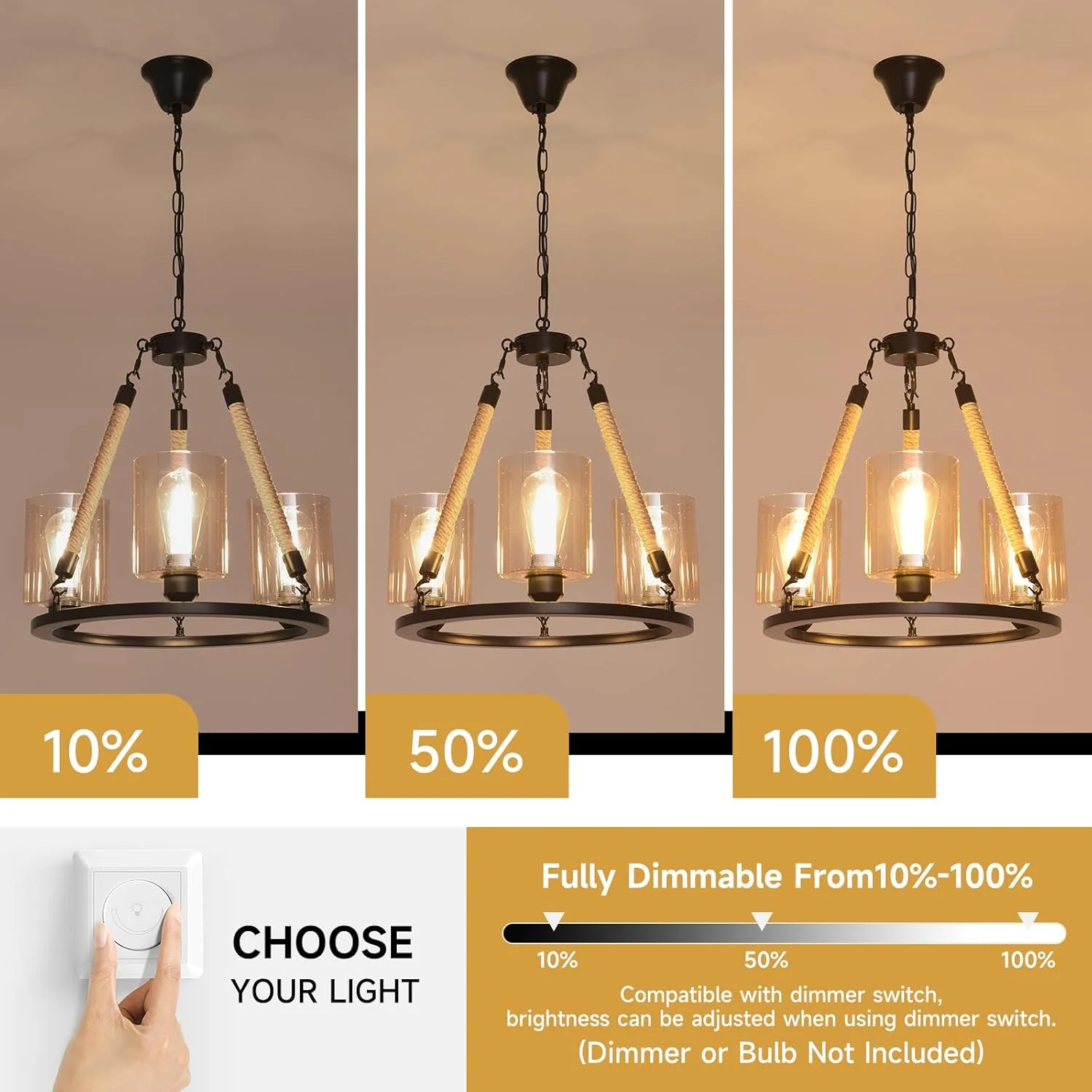 چراغ آویز صنعتی مدرن 3 شعله HUA QIANG WANG، لوستر طنابی وینتیج با شیشه کهربایی برای جزیره آشپزخانه، اتاق غذاخوری، اتاق نشیمن، اتاق خواب چراغ آویز صنعتی مدرن 3 شعله HUA QIANG WANG، لوستر طنابی وینتیج با شیشه کهربایی برای جزیره آشپزخانه، اتاق غذاخوری، اتاق نشیمن، اتاق خواب