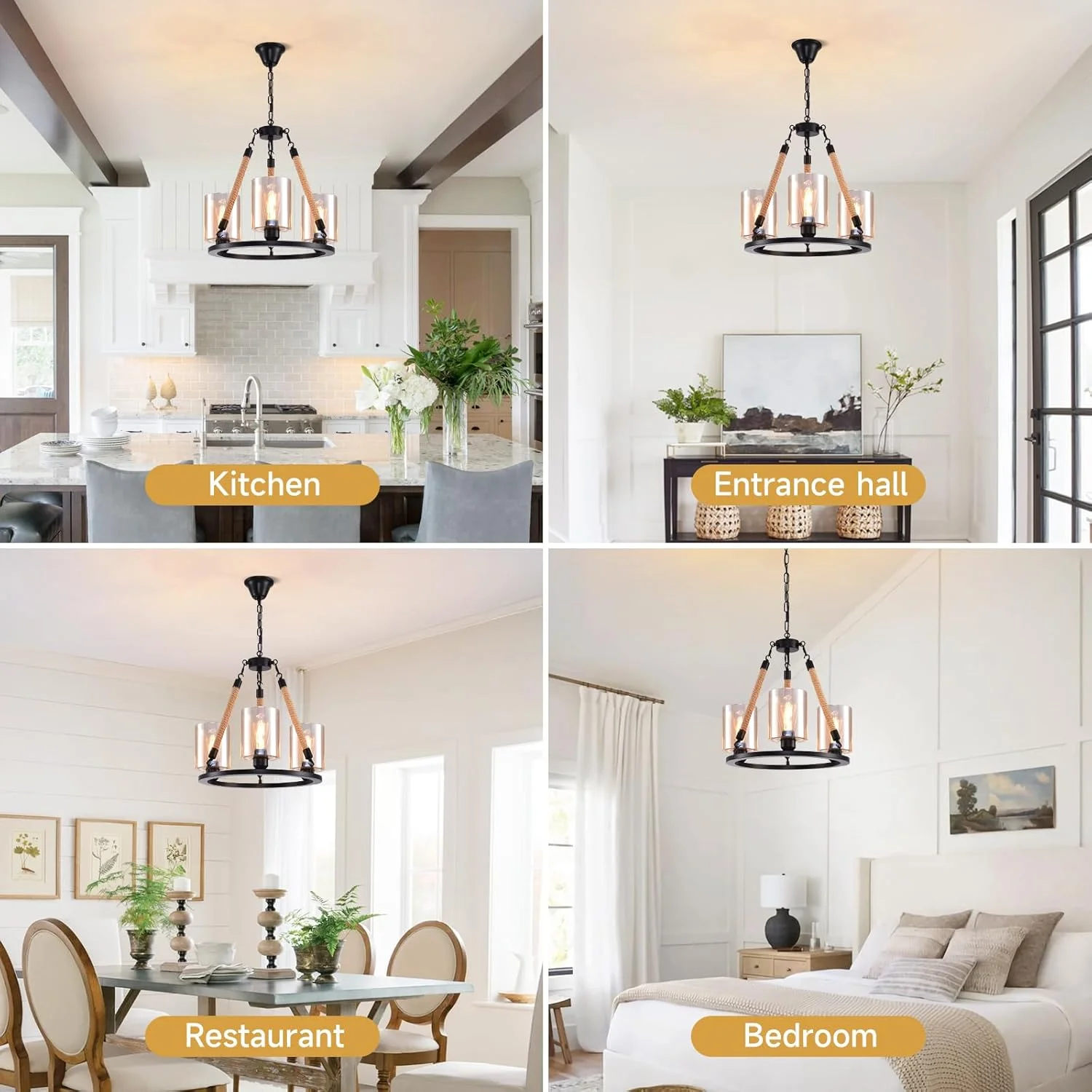 چراغ آویز صنعتی مدرن 3 شعله HUA QIANG WANG، لوستر طنابی وینتیج با شیشه کهربایی برای جزیره آشپزخانه، اتاق غذاخوری، اتاق نشیمن، اتاق خواب چراغ آویز صنعتی مدرن 3 شعله HUA QIANG WANG، لوستر طنابی وینتیج با شیشه کهربایی برای جزیره آشپزخانه، اتاق غذاخوری، اتاق نشیمن، اتاق خواب