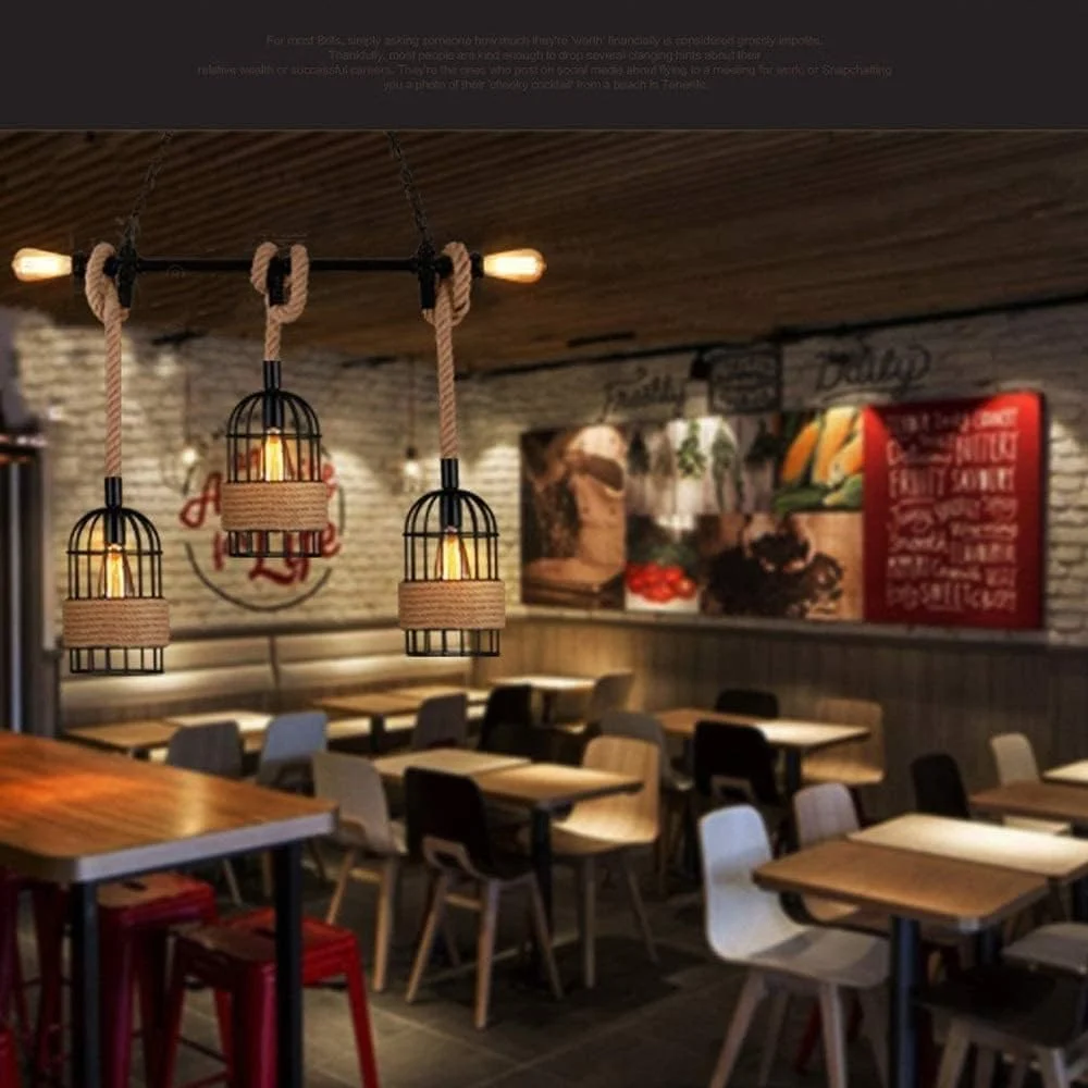 لوستر طنابی 5 شاخه HUA QIANG WANG، روشنایی آویز روستیک، چراغ آویز فلزی مشکی صنعتی، چراغ سقفی وینتیج برای اتاق نشیمن، اتاق غذاخوری، اتاق خواب، جزیره آشپزخانه لوستر طنابی 5 شاخه HUA QIANG WANG، روشنایی آویز روستیک، چراغ آویز فلزی مشکی صنعتی، چراغ سقفی وینتیج برای اتاق نشیمن، اتاق غذاخوری، اتاق خواب، جزیره آشپزخانه