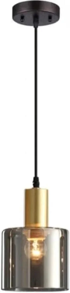 چراغ آویز شیشه ای HUA QIANG WANG، چراغ آویز مدرن با سایه استوانه ای دودی خاکستری، چراغ روشنایی آویز صنعتی وینتیج