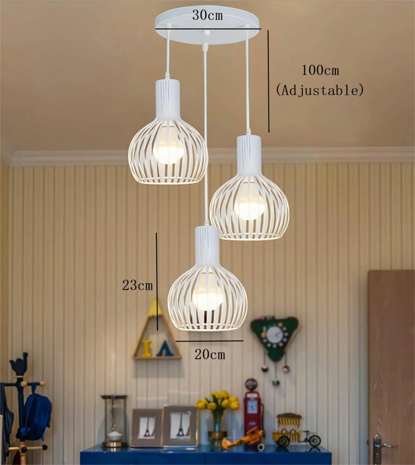 چراغ آویز صنعتی 3 شعله HUA QIANG WANG، چراغ آویز قفس فلزی هندسی سفید، لوستر سقفی وینتیج برای جزیره آشپزخانه اتاق غذاخوری سرسرای ورودی راهرو چراغ آویز صنعتی 3 شعله HUA QIANG WANG، چراغ آویز قفس فلزی هندسی سفید، لوستر سقفی وینتیج برای جزیره آشپزخانه اتاق غذاخوری سرسرای ورودی راهرو