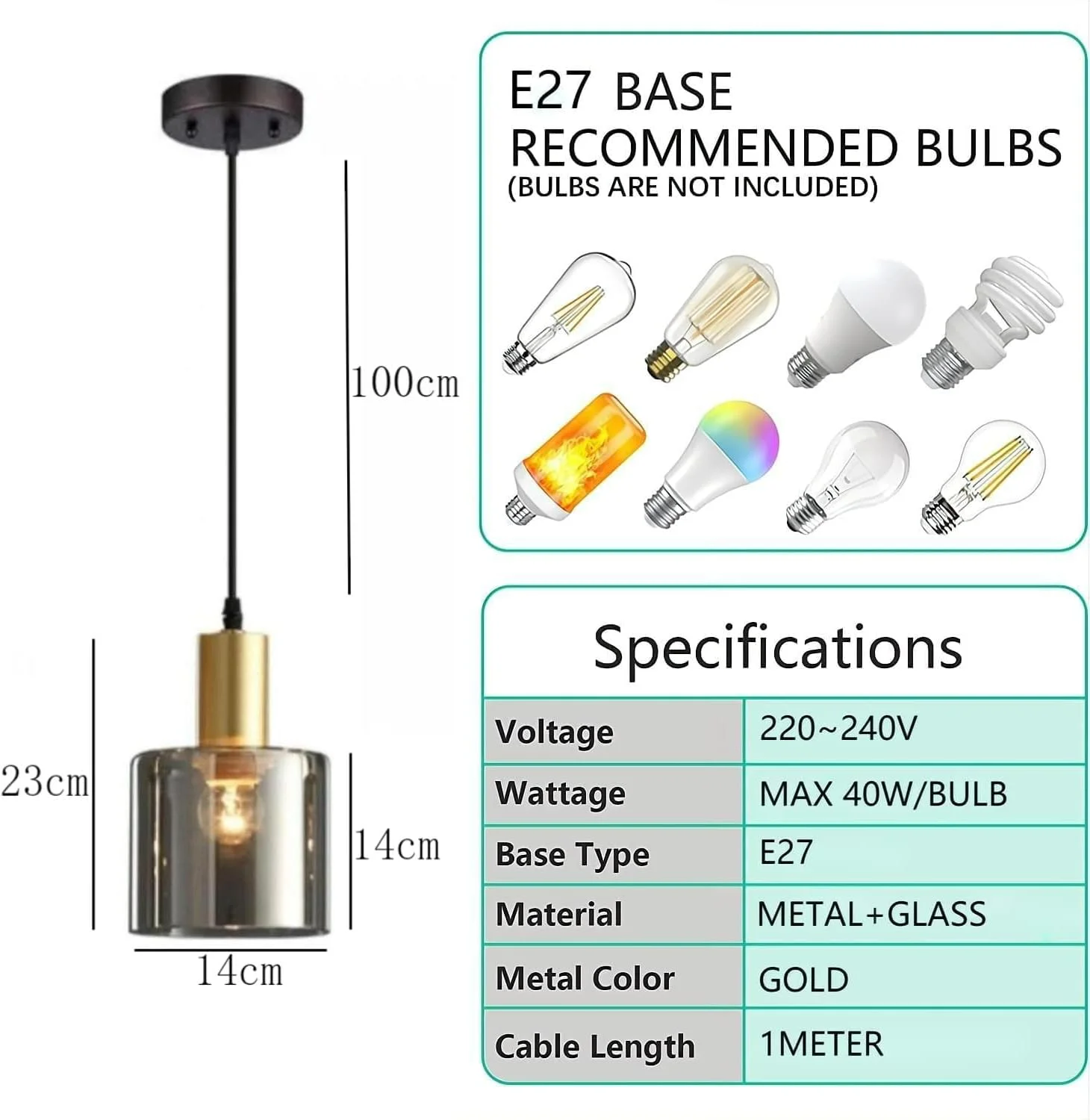 چراغ آویز شیشه ای HUA QIANG WANG، چراغ آویز مدرن با سایه استوانه ای دودی خاکستری، چراغ روشنایی آویز صنعتی وینتیج