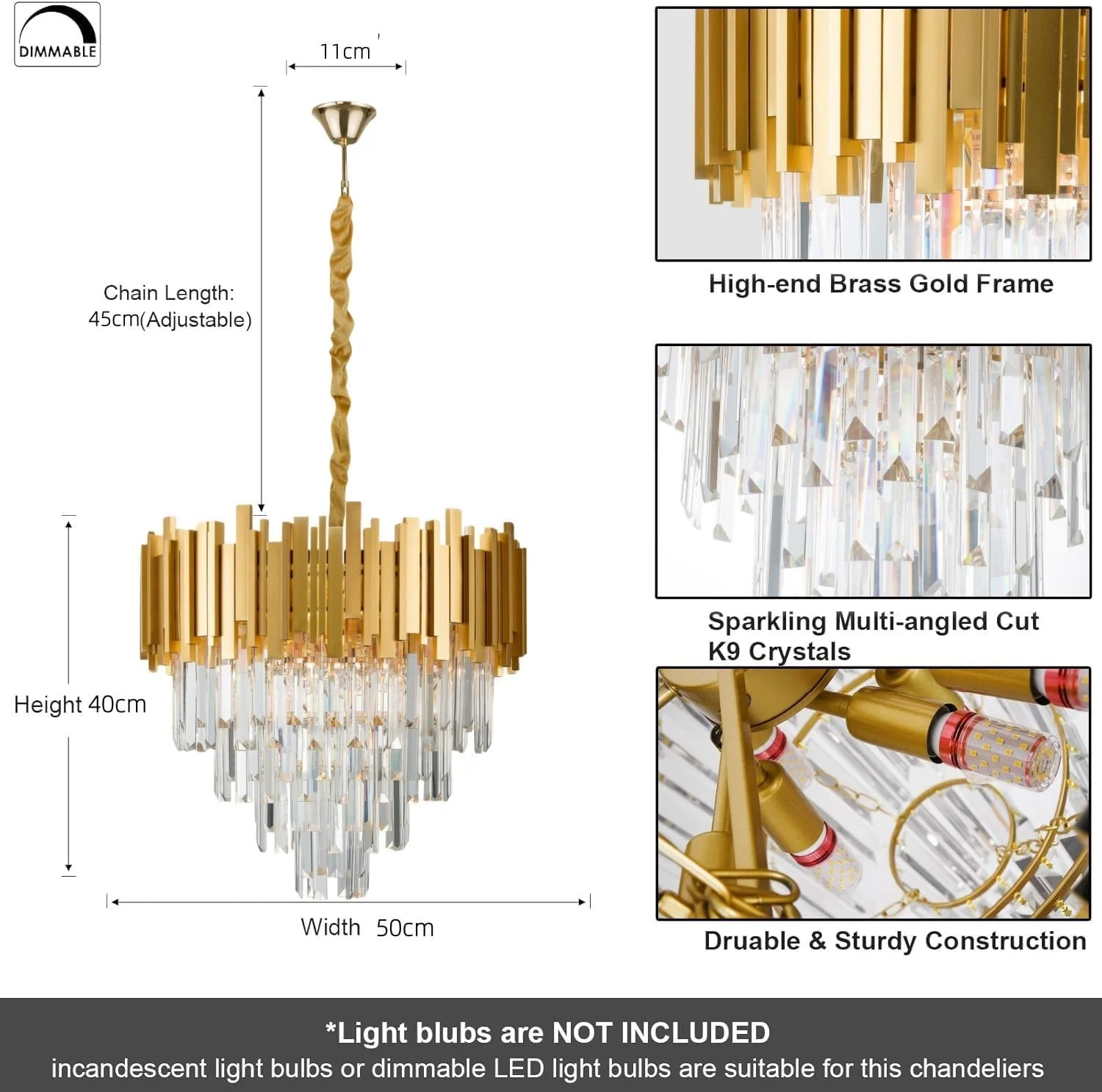 لوستر کریستالی HUA QIANG WANG مدرن 4 طبقه، چراغ سقفی توکار، مدل قطره باران 20 اینچی طلایی، مناسب اتاق ناهارخوری، اتاق نشیمن، اتاق خواب لوستر کریستالی HUA QIANG WANG مدرن 4 طبقه، چراغ سقفی توکار، مدل قطره باران 20 اینچی طلایی، مناسب اتاق ناهارخوری، اتاق نشیمن، اتاق خواب