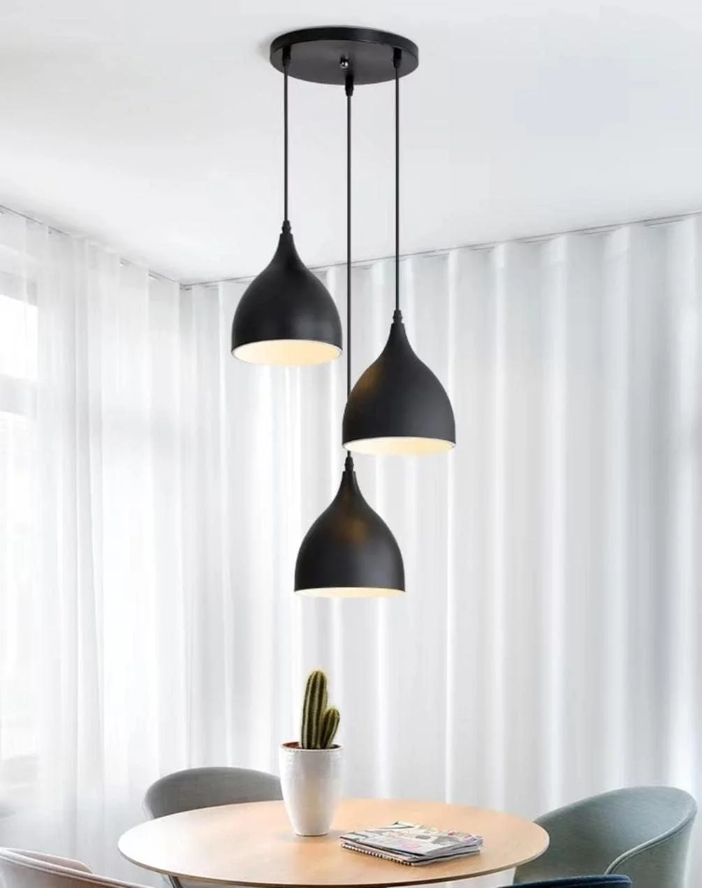 لوستر سقفی مدرن مشکی 3 شاخه HUA QIANG WANG، چراغ آویز صنعتی از جنس آهن فرفورژه، چراغ آویز با ارتفاع قابل تنظیم برای جزیره آشپزخانه، اتاق ناهارخوری، اتاق نشیمن، اتاق خواب لوستر سقفی مدرن مشکی 3 شاخه HUA QIANG WANG، چراغ آویز صنعتی از جنس آهن فرفورژه، چراغ آویز با ارتفاع قابل تنظیم برای جزیره آشپزخانه، اتاق ناهارخوری، اتاق نشیمن، اتاق خواب