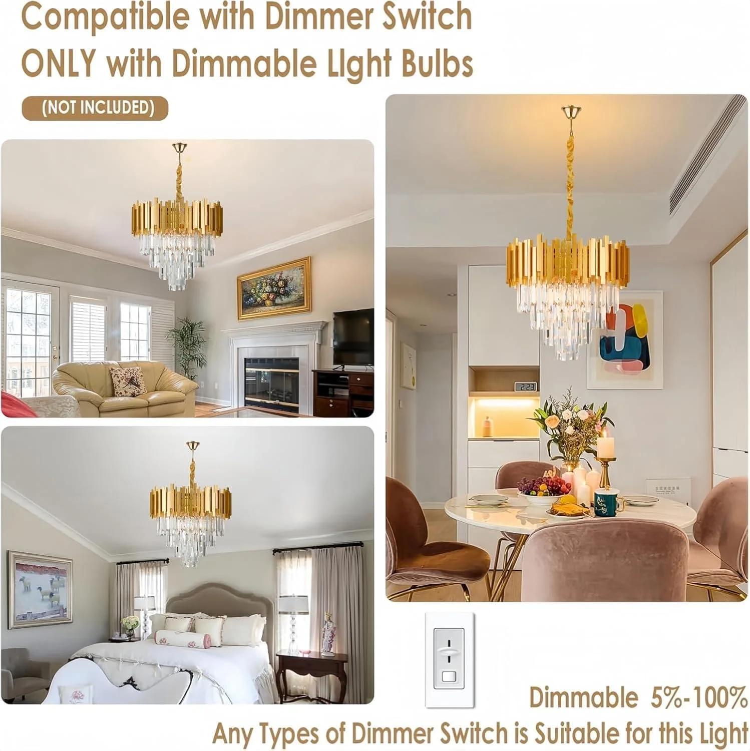 لوستر کریستالی HUA QIANG WANG مدرن 4 طبقه، چراغ سقفی توکار، مدل قطره باران 20 اینچی طلایی، مناسب اتاق ناهارخوری، اتاق نشیمن، اتاق خواب لوستر کریستالی HUA QIANG WANG مدرن 4 طبقه، چراغ سقفی توکار، مدل قطره باران 20 اینچی طلایی، مناسب اتاق ناهارخوری، اتاق نشیمن، اتاق خواب