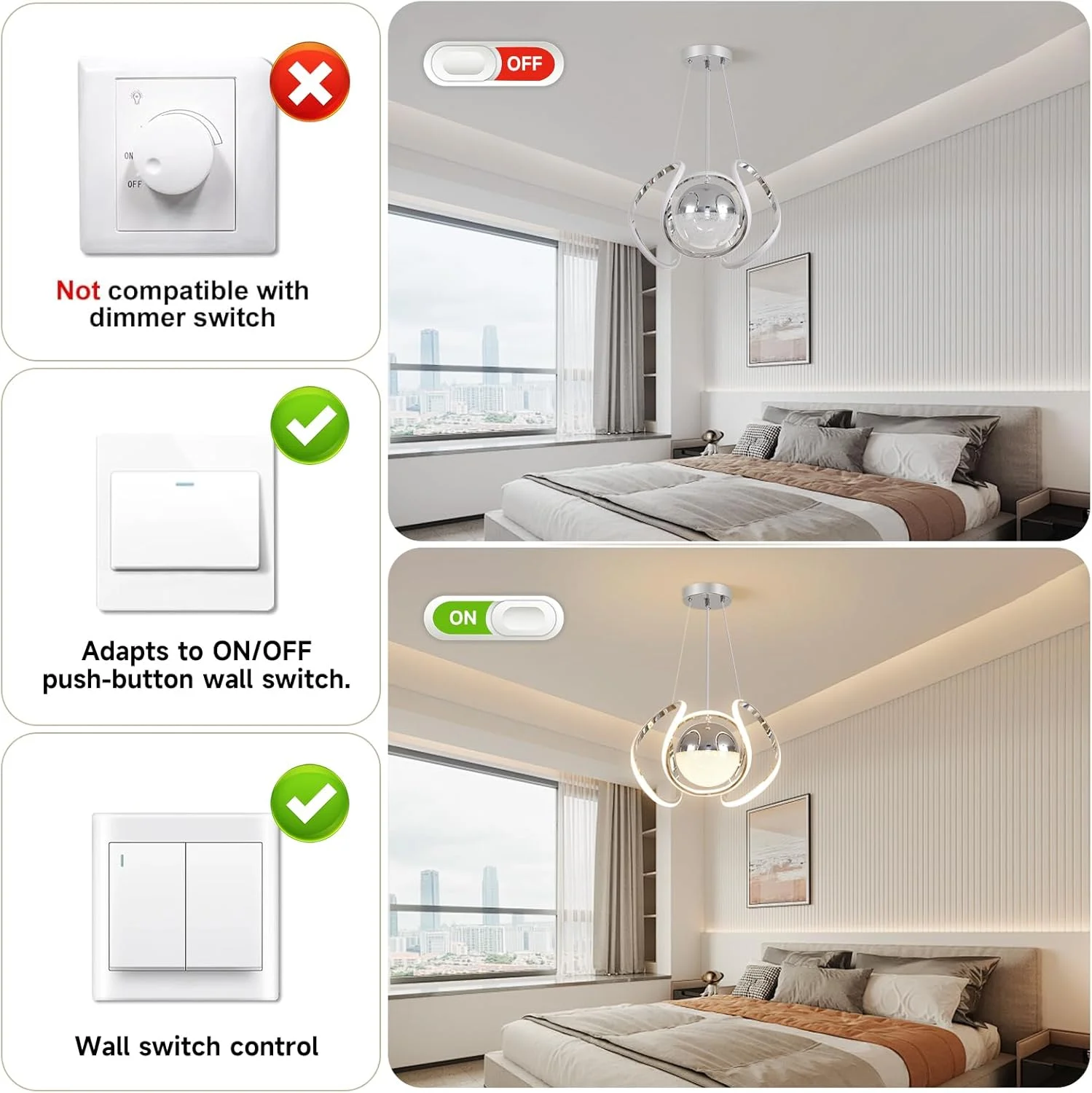 لوستر ال ای دی مدرن 3 رنگ HUA QIANG WANG، لوستر کروم، چراغ آویز اتاق ناهارخوری، چراغ آویز سقفی با ارتفاع قابل تنظیم برای اتاق نشیمن، ورودی، راه پله، اتاق خواب، جزیره آشپزخانه لوستر ال ای دی مدرن 3 رنگ HUA QIANG WANG، لوستر کروم، چراغ آویز اتاق ناهارخوری، چراغ آویز سقفی با ارتفاع قابل تنظیم برای اتاق نشیمن، ورودی، راه پله، اتاق خواب، جزیره آشپزخانه