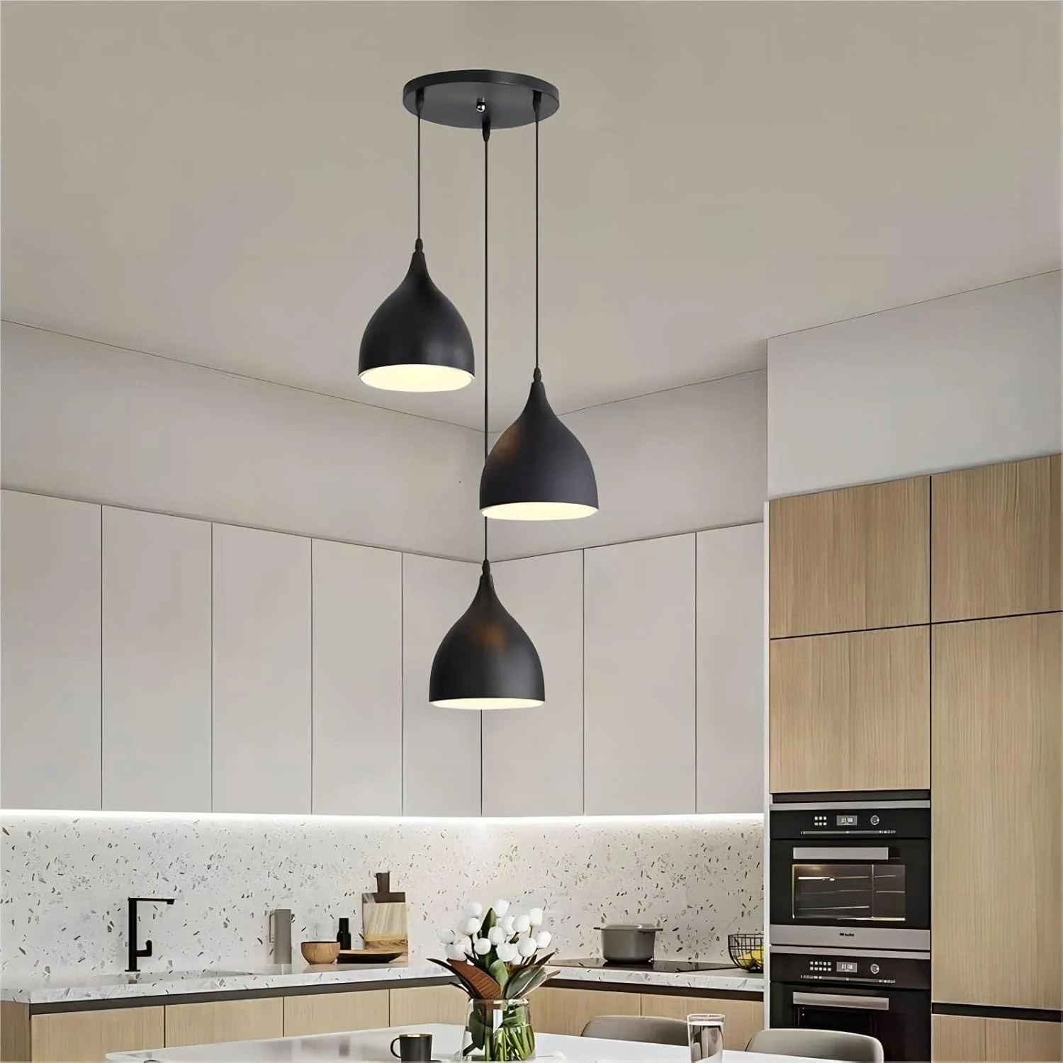 لوستر سقفی مدرن مشکی 3 شاخه HUA QIANG WANG، چراغ آویز صنعتی از جنس آهن فرفورژه، چراغ آویز با ارتفاع قابل تنظیم برای جزیره آشپزخانه، اتاق ناهارخوری، اتاق نشیمن، اتاق خواب لوستر سقفی مدرن مشکی 3 شاخه HUA QIANG WANG، چراغ آویز صنعتی از جنس آهن فرفورژه، چراغ آویز با ارتفاع قابل تنظیم برای جزیره آشپزخانه، اتاق ناهارخوری، اتاق نشیمن، اتاق خواب