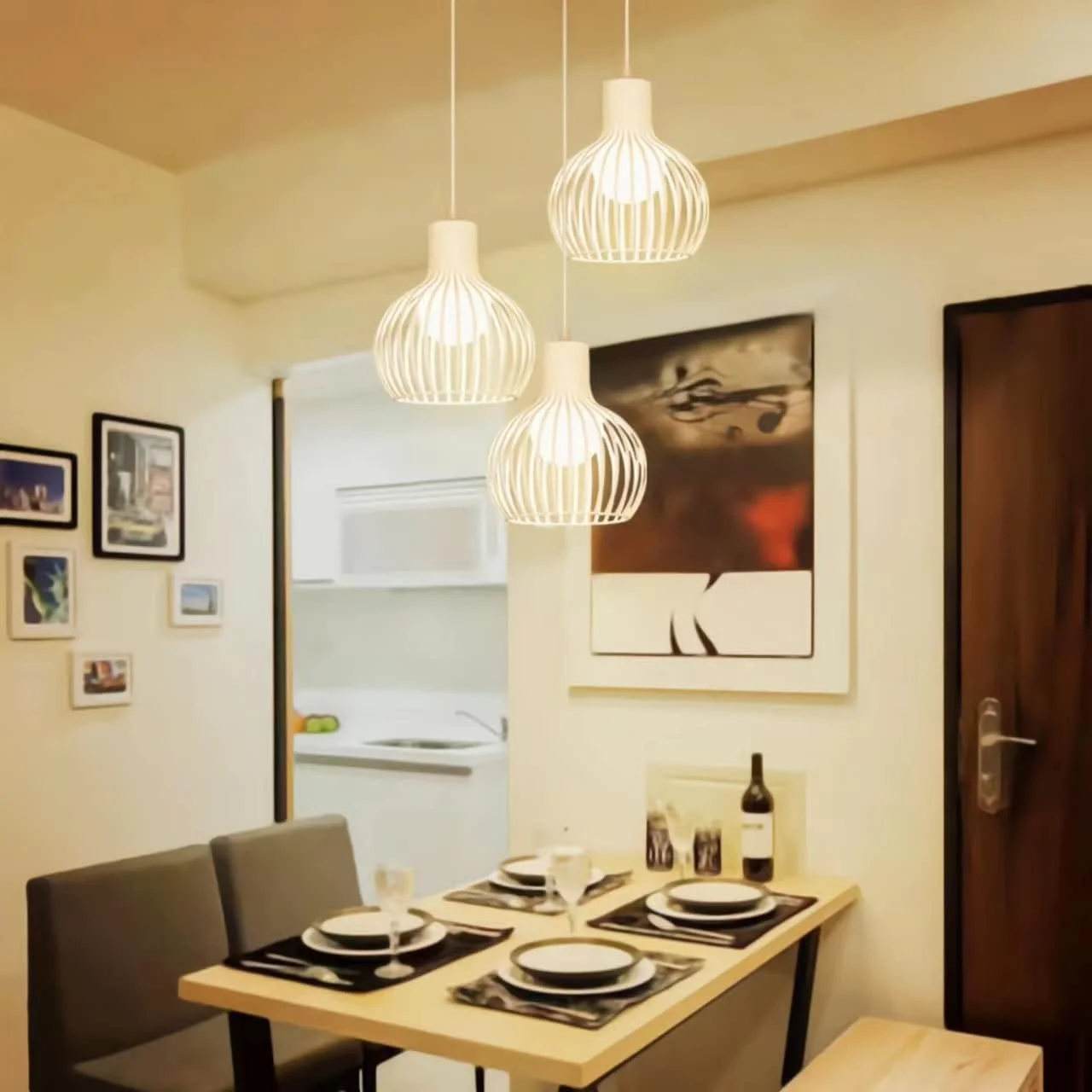 چراغ آویز صنعتی 3 شعله HUA QIANG WANG، چراغ آویز قفس فلزی هندسی سفید، لوستر سقفی وینتیج برای جزیره آشپزخانه اتاق غذاخوری سرسرای ورودی راهرو چراغ آویز صنعتی 3 شعله HUA QIANG WANG، چراغ آویز قفس فلزی هندسی سفید، لوستر سقفی وینتیج برای جزیره آشپزخانه اتاق غذاخوری سرسرای ورودی راهرو