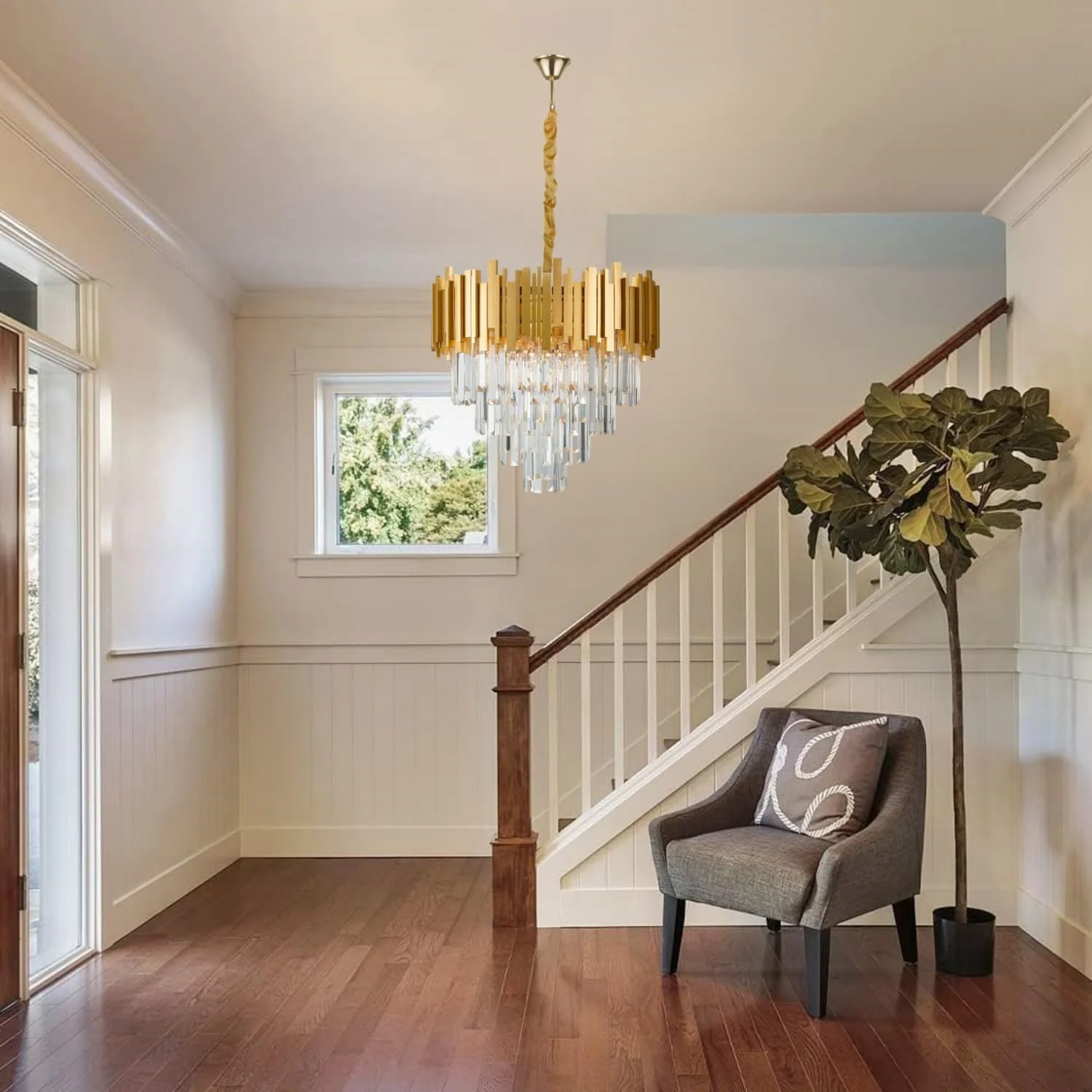 لوستر کریستالی HUA QIANG WANG مدرن 4 طبقه، چراغ سقفی توکار، مدل قطره باران 20 اینچی طلایی، مناسب اتاق ناهارخوری، اتاق نشیمن، اتاق خواب لوستر کریستالی HUA QIANG WANG مدرن 4 طبقه، چراغ سقفی توکار، مدل قطره باران 20 اینچی طلایی، مناسب اتاق ناهارخوری، اتاق نشیمن، اتاق خواب