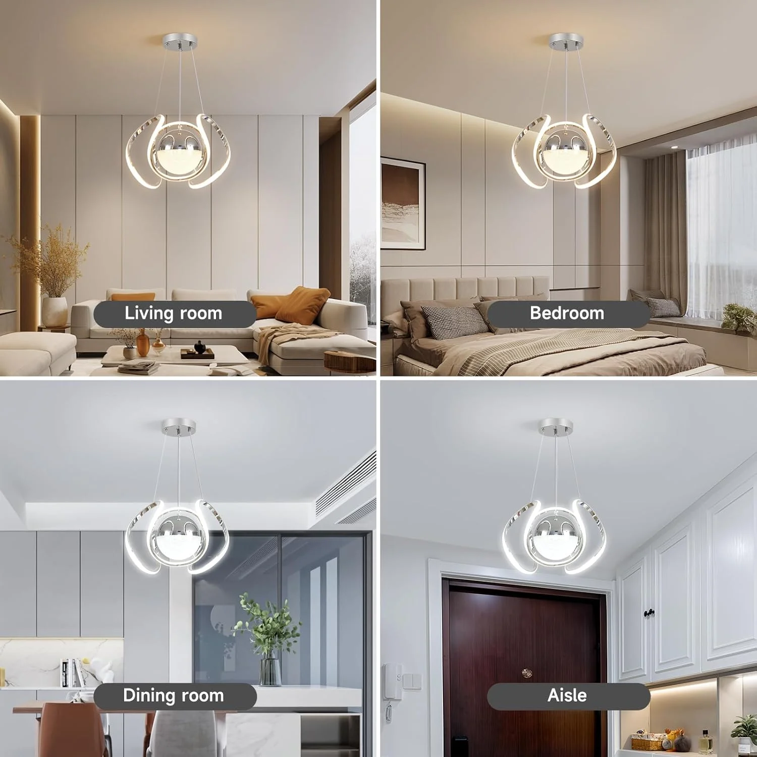 لوستر ال ای دی مدرن 3 رنگ HUA QIANG WANG، لوستر کروم، چراغ آویز اتاق ناهارخوری، چراغ آویز سقفی با ارتفاع قابل تنظیم برای اتاق نشیمن، ورودی، راه پله، اتاق خواب، جزیره آشپزخانه لوستر ال ای دی مدرن 3 رنگ HUA QIANG WANG، لوستر کروم، چراغ آویز اتاق ناهارخوری، چراغ آویز سقفی با ارتفاع قابل تنظیم برای اتاق نشیمن، ورودی، راه پله، اتاق خواب، جزیره آشپزخانه