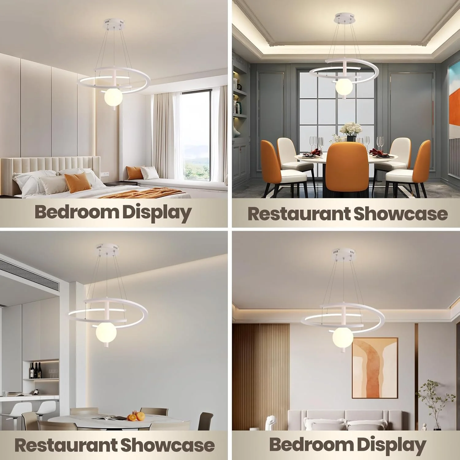 لوستر LED مدرن YATAI، سه دمای رنگ قابل تنظیم با کنترل از راه دور، چراغ آویز حلقه ای منحصر به فرد 60 سانتی متری با ارتفاع قابل تنظیم برای اتاق خواب، اتاق نشیمن و رستوران 34 وات