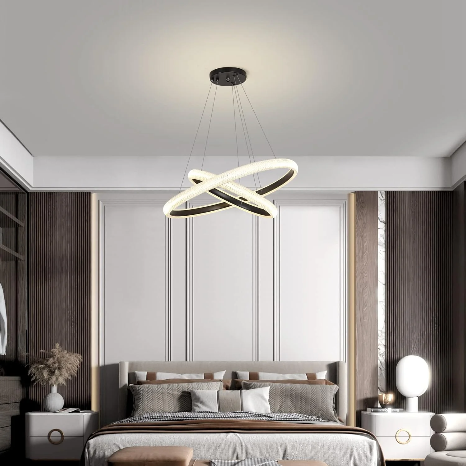 لوستر مدرن LED اتاق خواب YT YATAI LIGHTING - مشکی 2 حلقه با کنترل از راه دور - ایده آل برای اتاق نشیمن و اتاق غذاخوری - کم نور شونده، ارتفاع قابل تنظیم - 63 وات، 3000-6000K - روشنایی برای 10-12 متر مربع لوستر مدرن LED اتاق خواب YT YATAI LIGHTING - مشکی 2 حلقه با کنترل از راه دور - ایده آل برای اتاق نشیمن و اتاق غذاخوری - کم نور شونده، ارتفاع قابل تنظیم - 63 وات، 3000-6000K - روشنایی برای 10-12 متر مربع