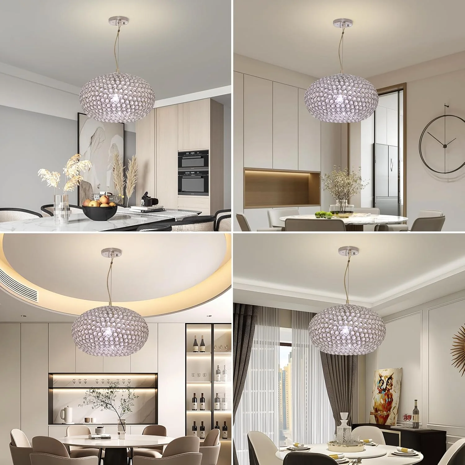 لوستر کریستالی بیضی شکل آویز YT YATAI LIGHTING، لوستر آویز با نورپردازی 3 حالته، چراغ آویز داخلی با ارتفاع قابل تنظیم، مناسب برای سقف های بلند میز ناهارخوری لوستر کریستالی بیضی شکل آویز YT YATAI LIGHTING، لوستر آویز با نورپردازی 3 حالته، چراغ آویز داخلی با ارتفاع قابل تنظیم، مناسب برای سقف های بلند میز ناهارخوری
