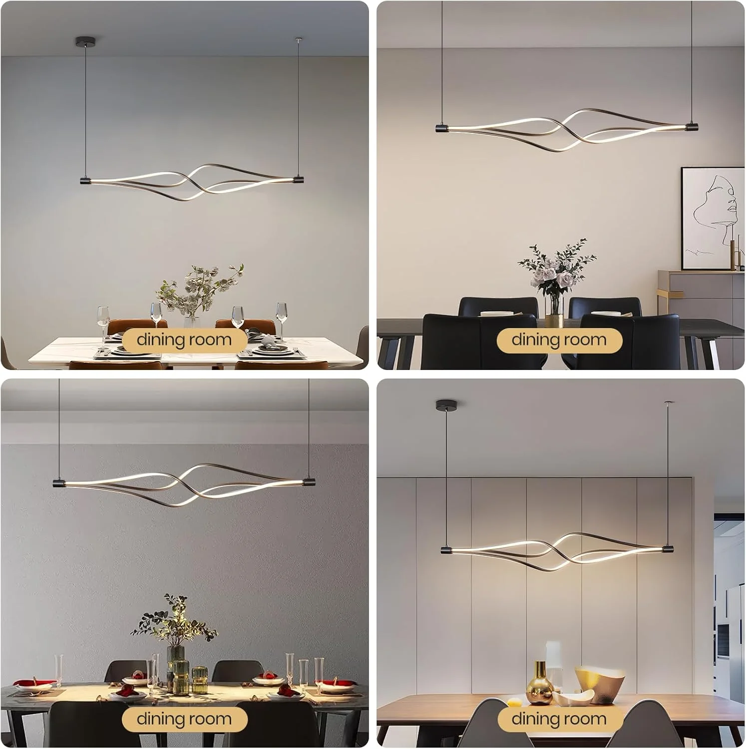 لوستر خطی مدرن LED یاتای، 75 وات با نور قابل تنظیم و کنترل از راه دور، آویز مشکی 120 سانتی متری برای اتاق ناهار خوری، جزیره آشپزخانه و دفتر کار