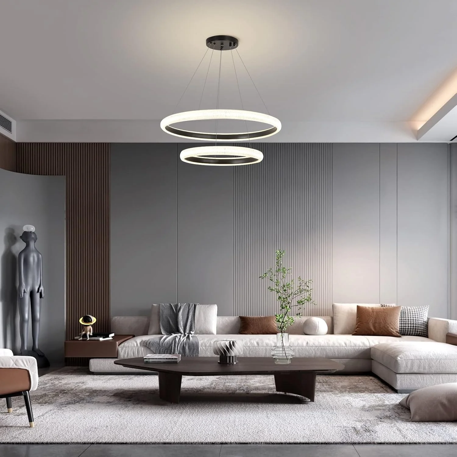 لوستر مدرن LED اتاق خواب YT YATAI LIGHTING - مشکی 2 حلقه با کنترل از راه دور - ایده آل برای اتاق نشیمن و اتاق غذاخوری - کم نور شونده، ارتفاع قابل تنظیم - 63 وات، 3000-6000K - روشنایی برای 10-12 متر مربع لوستر مدرن LED اتاق خواب YT YATAI LIGHTING - مشکی 2 حلقه با کنترل از راه دور - ایده آل برای اتاق نشیمن و اتاق غذاخوری - کم نور شونده، ارتفاع قابل تنظیم - 63 وات، 3000-6000K - روشنایی برای 10-12 متر مربع