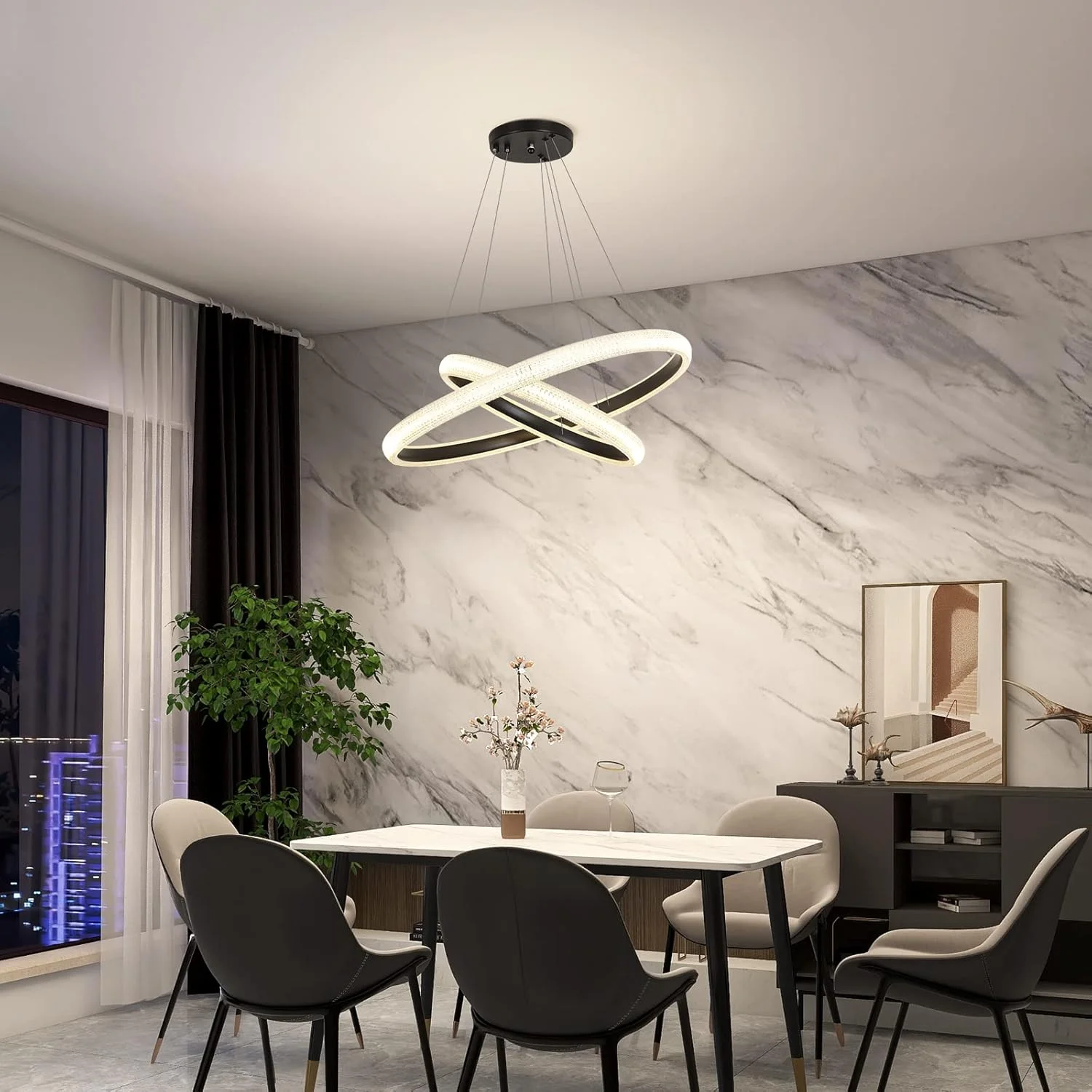 لوستر مدرن LED اتاق خواب YT YATAI LIGHTING - مشکی 2 حلقه با کنترل از راه دور - ایده آل برای اتاق نشیمن و اتاق غذاخوری - کم نور شونده، ارتفاع قابل تنظیم - 63 وات، 3000-6000K - روشنایی برای 10-12 متر مربع لوستر مدرن LED اتاق خواب YT YATAI LIGHTING - مشکی 2 حلقه با کنترل از راه دور - ایده آل برای اتاق نشیمن و اتاق غذاخوری - کم نور شونده، ارتفاع قابل تنظیم - 63 وات، 3000-6000K - روشنایی برای 10-12 متر مربع