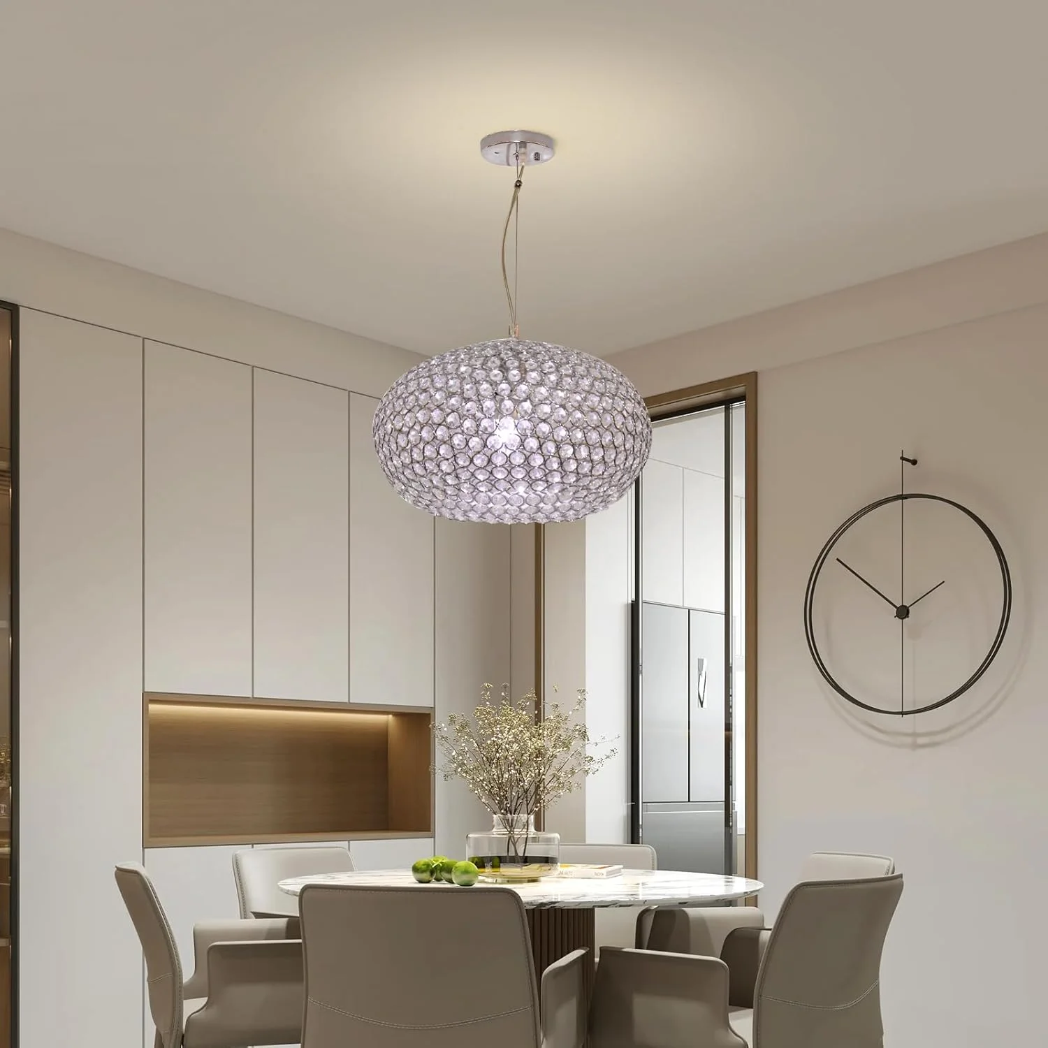 لوستر کریستالی بیضی شکل آویز YT YATAI LIGHTING، لوستر آویز با نورپردازی 3 حالته، چراغ آویز داخلی با ارتفاع قابل تنظیم، مناسب برای سقف های بلند میز ناهارخوری لوستر کریستالی بیضی شکل آویز YT YATAI LIGHTING، لوستر آویز با نورپردازی 3 حالته، چراغ آویز داخلی با ارتفاع قابل تنظیم، مناسب برای سقف های بلند میز ناهارخوری