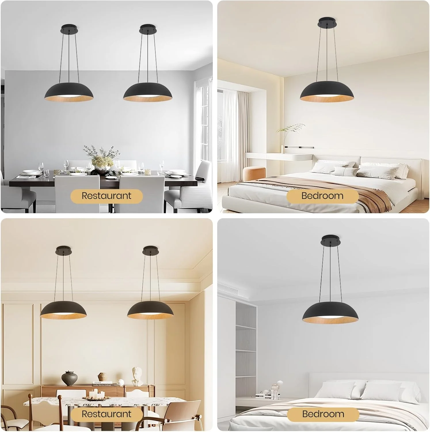 لوستر آویز LED گرد YATAI، نور 36 وات دیمر پذیر با کنترل از راه دور، ارتفاع و رنگ قابل تنظیم (3000K–6000K)، چراغ سقفی مدرن گنبدی مشکی و چوبی برای اتاق ناهارخوری و نشیمن، 50 سانتی متر لوستر آویز LED گرد YATAI، نور 36 وات دیمر پذیر با کنترل از راه دور، ارتفاع و رنگ قابل تنظیم (3000K–6000K)، چراغ سقفی مدرن گنبدی مشکی و چوبی برای اتاق ناهارخوری و نشیمن، 50 سانتی متر