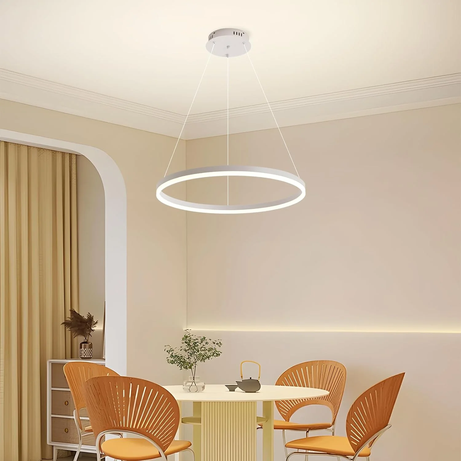 لوستر LED تک حلقه ای سفید YATAI، نور کم نور قابل تنظیم 34 وات، 3000K-6000K، چراغ سقفی مدرن با کنترل از راه دور برای اتاق غذاخوری، اتاق نشیمن، اتاق خواب، 60 سانتی متر لوستر LED تک حلقه ای سفید YATAI، نور کم نور قابل تنظیم 34 وات، 3000K-6000K، چراغ سقفی مدرن با کنترل از راه دور برای اتاق غذاخوری، اتاق نشیمن، اتاق خواب، 60 سانتی متر