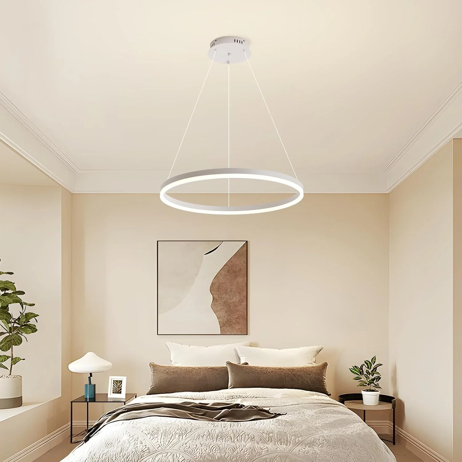 لوستر LED تک حلقه ای سفید YATAI، نور کم نور قابل تنظیم 34 وات، 3000K-6000K، چراغ سقفی مدرن با کنترل از راه دور برای اتاق غذاخوری، اتاق نشیمن، اتاق خواب، 60 سانتی متر لوستر LED تک حلقه ای سفید YATAI، نور کم نور قابل تنظیم 34 وات، 3000K-6000K، چراغ سقفی مدرن با کنترل از راه دور برای اتاق غذاخوری، اتاق نشیمن، اتاق خواب، 60 سانتی متر