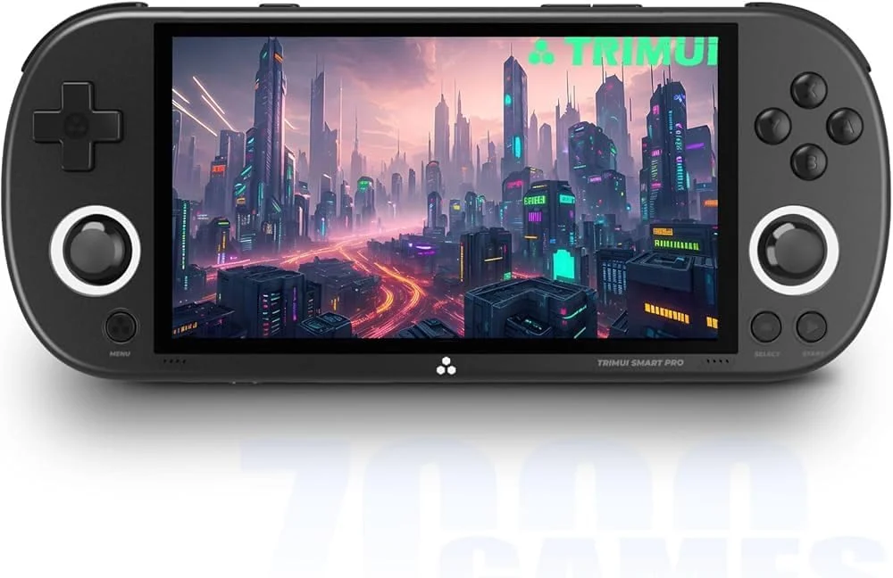 کنسول بازی دستی رترو آرکید Neo Classic Trimui Smart Pro 64G با صفحه نمایش 4.96 اینچی IPS و سیستم عامل LINUX و صفحه نمایش HD و پخش کننده ویدیویی هوشمند