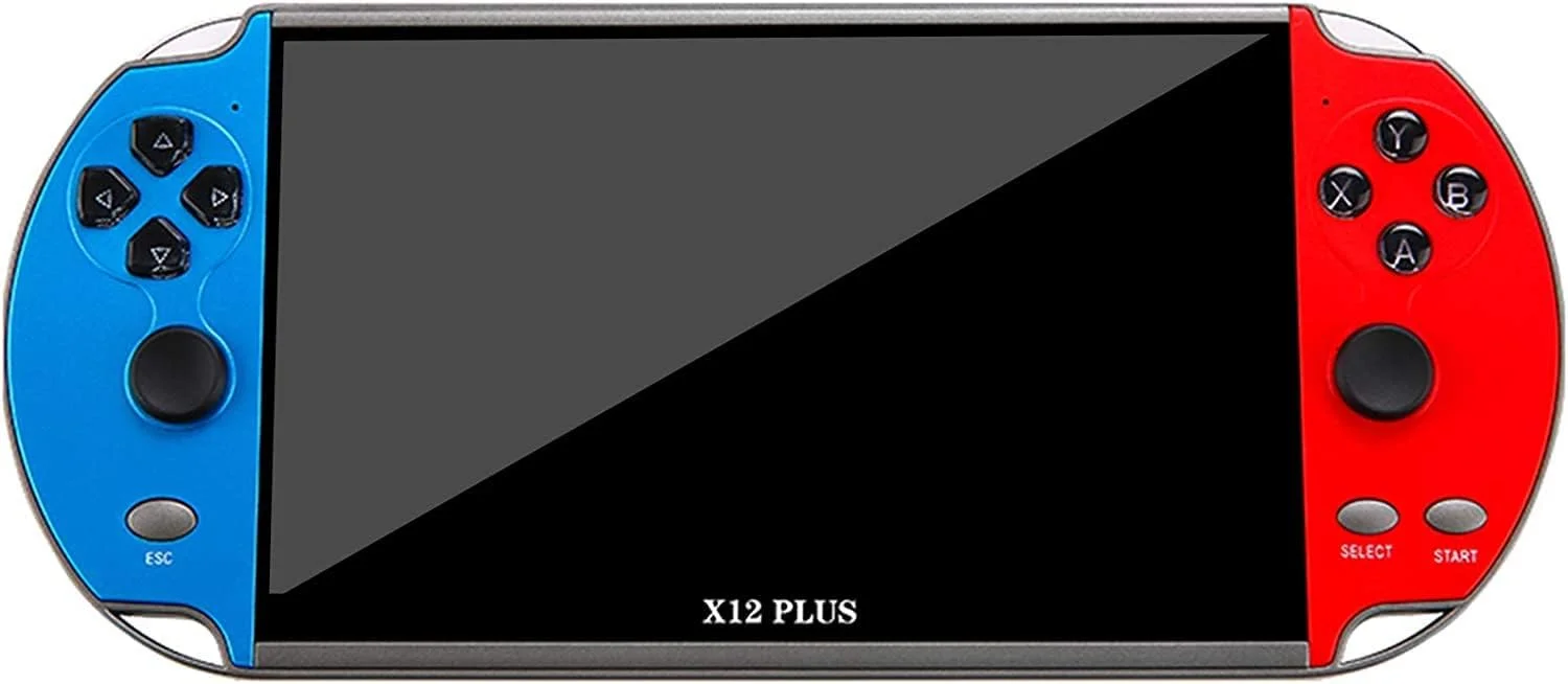 کنسول بازی دستی Neo Classic X12 Plus با صفحه نمایش 7 اینچی، دارای 1000 بازی داخلی، حافظه 16 گیگابایتی، دو جوی استیک و پشتیبانی از خروجی AV و کارت TF