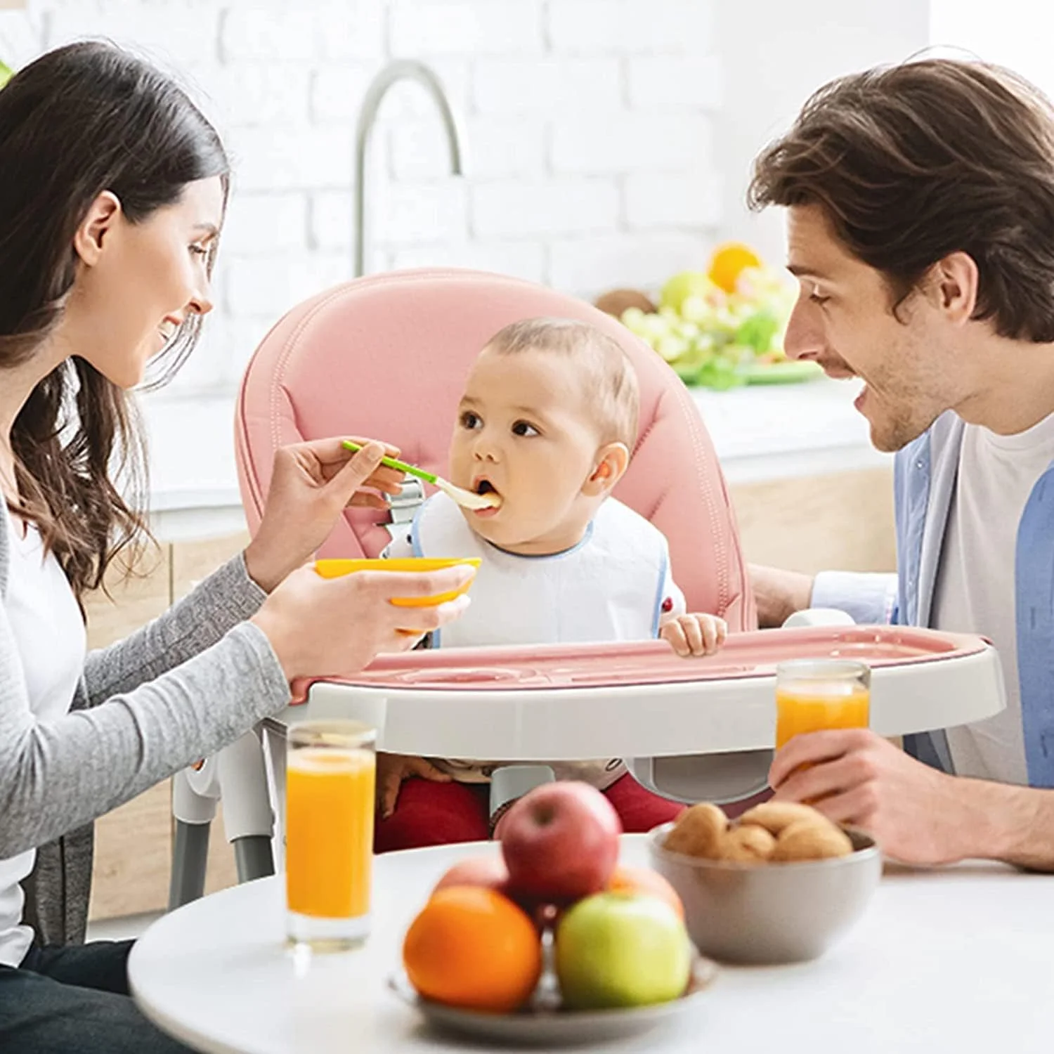 صندلی غذای کودک 3 در 1 Babyclub با قابلیت تنظیم ارتفاع و زیرپایی، صندلی کمکی تغذیه کودک نوپا با سینی، کمربند ایمنی و کوسن مناسب برای 6 ماه تا 4 سال (صورتی) صندلی غذای کودک 3 در 1 Babyclub با قابلیت تنظیم ارتفاع و زیرپایی، صندلی کمکی تغذیه کودک نوپا با سینی، کمربند ایمنی و کوسن مناسب برای 6 ماه تا 4 سال (صورتی)