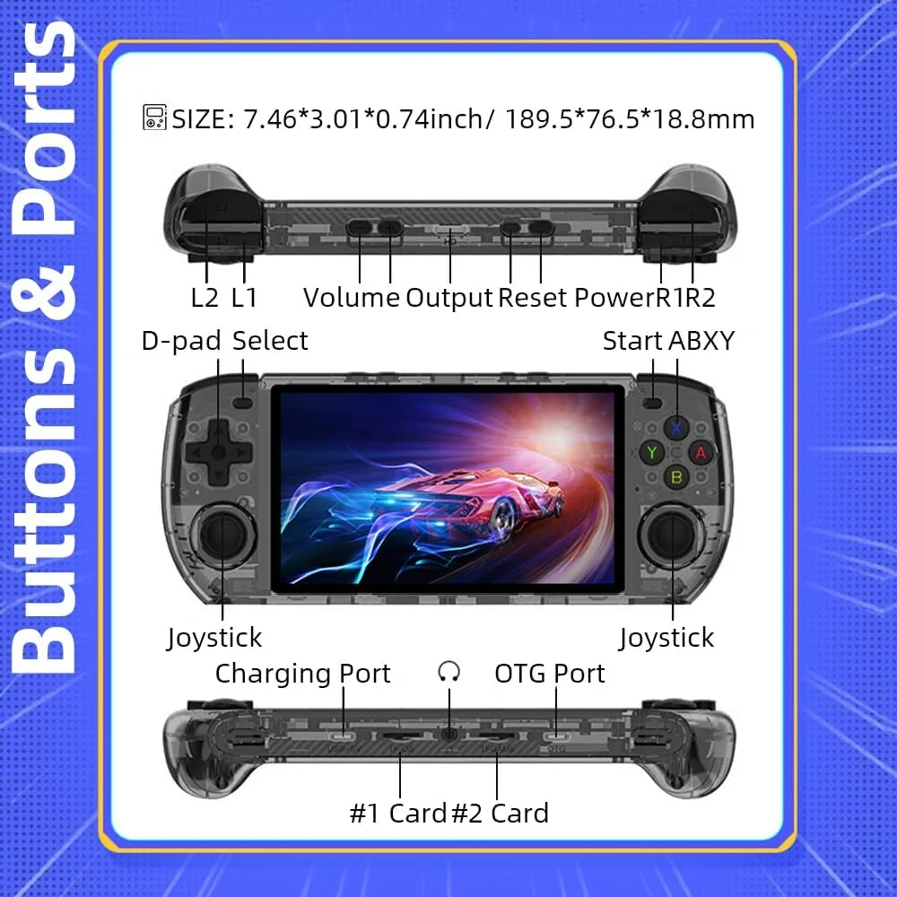 کنسول بازی دستی EWDGOES RGB10MAX 3 با صفحه نمایش 5.0 اینچی IPS، پردازنده RK3566، باتری 4000mAh، وای فای 2.4G، بلوتوث، سیستم رترو از پیش نصب شده 16+64 گیگابایت به همراه کیف حمل، رنگ مشکی شفاف کنسول بازی دستی EWDGOES RGB10MAX 3 با صفحه نمایش 5.0 اینچی IPS، پردازنده RK3566، باتری 4000mAh، وای فای 2.4G، بلوتوث، سیستم رترو از پیش نصب شده 16+64 گیگابایت به همراه کیف حمل، رنگ مشکی شفاف