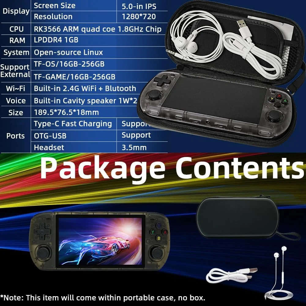 کنسول بازی دستی EWDGOES RGB10MAX 3 با صفحه نمایش 5.0 اینچی IPS، پردازنده RK3566، باتری 4000mAh، وای فای 2.4G، بلوتوث، سیستم رترو از پیش نصب شده 16+64 گیگابایت به همراه کیف حمل، رنگ مشکی شفاف کنسول بازی دستی EWDGOES RGB10MAX 3 با صفحه نمایش 5.0 اینچی IPS، پردازنده RK3566، باتری 4000mAh، وای فای 2.4G، بلوتوث، سیستم رترو از پیش نصب شده 16+64 گیگابایت به همراه کیف حمل، رنگ مشکی شفاف
