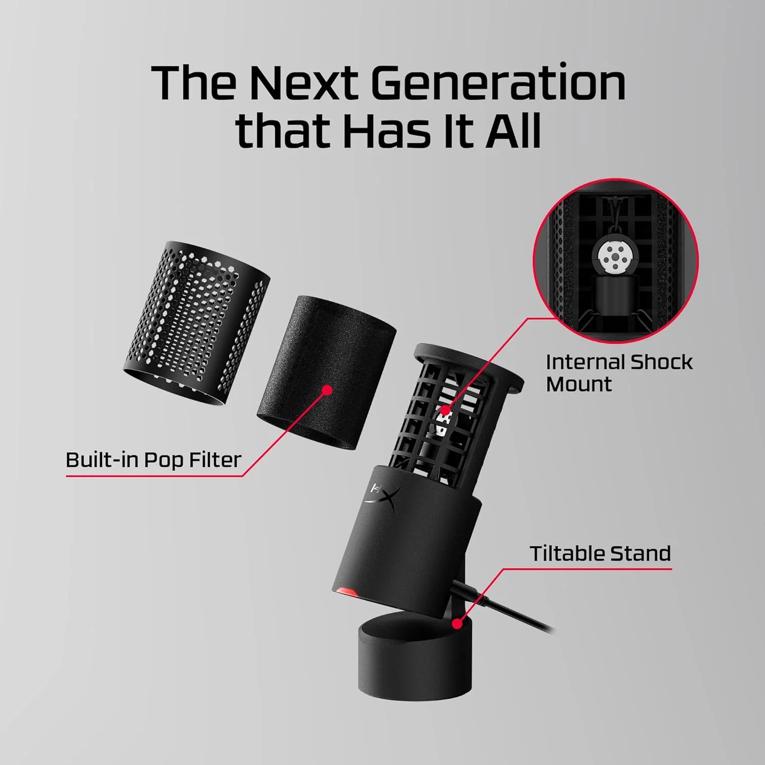 میکروفون مشکی HyperX SoloCast 2 میکروفون مشکی HyperX SoloCast 2