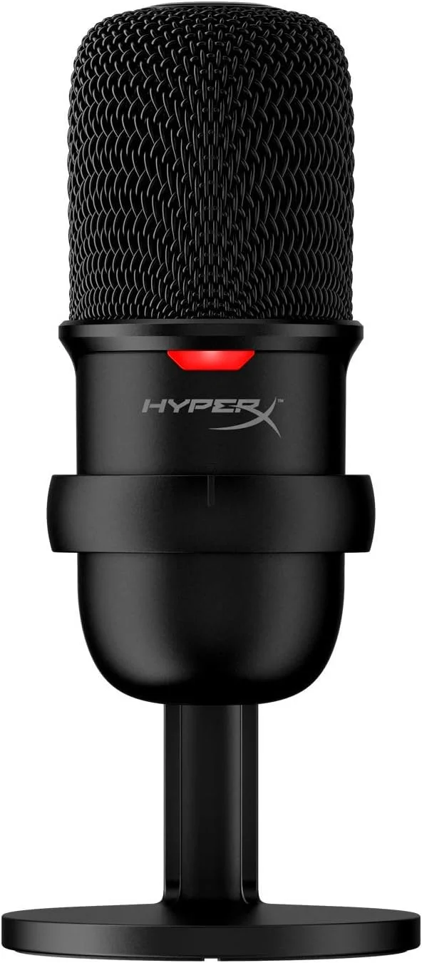 میکروفون گیمینگ USB خازنی HyperX SoloCast - مناسب برای PC، PS4 و Mac، دارای حسگر بی‌صدا کردن با لمس، الگوی قطبی Cardioid، مناسب برای گیمینگ، استریمینگ، پادکست، Twitch، YouTube، Discord، مشکی