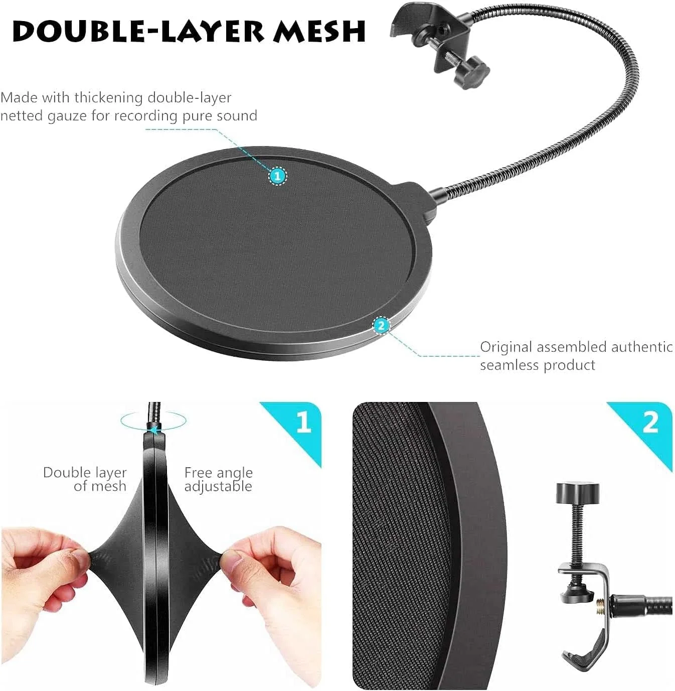 میکروفون کاندنسر USB هایپرایکس QuadCast S جدیدترین مدل - RGB برای PC، PS4، Mac، بازی، استریم، پادکست، Twitch، YouTube به همراه پاپ فیلتر GalliumPi