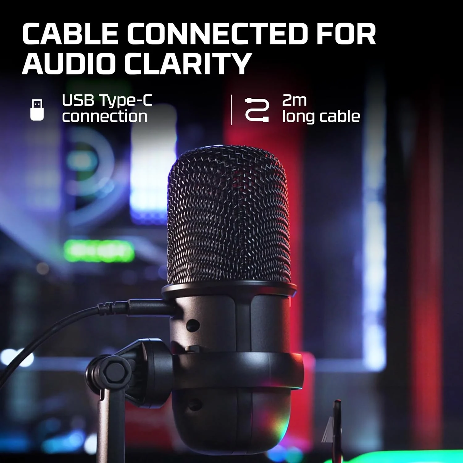 میکروفون گیمینگ USB هایپرایکس برای کامپیوتر، PS4، PS5 و مک، مشکی میکروفون گیمینگ USB هایپرایکس برای کامپیوتر، PS4، PS5 و مک، مشکی