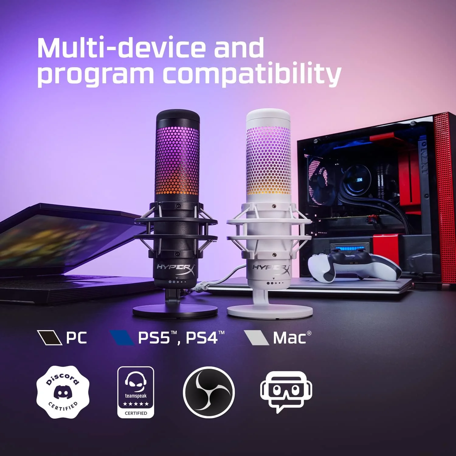میکروفون HyperX QuadCast S سفید، 519P0AA میکروفون HyperX QuadCast S سفید، 519P0AA