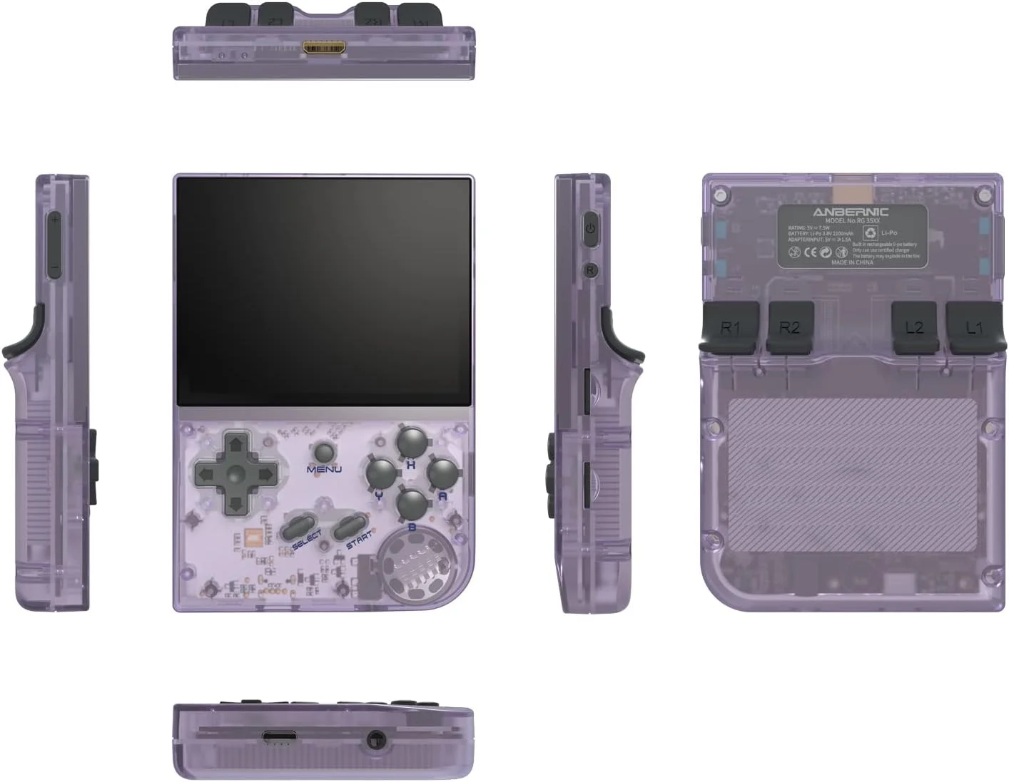 کنسول بازی قابل حمل RG35XX 2024 نسخه جدید به روز شده با صفحه نمایش 3.5 اینچی IPS، دارای بیش از 5470 بازی داخلی سیستم لینوکس، پشتیبانی از گیم پد و خروجی HDMI TV، هدیه بازی های یکپارچهسازی با سیستمعامل (بنفش شفاف)