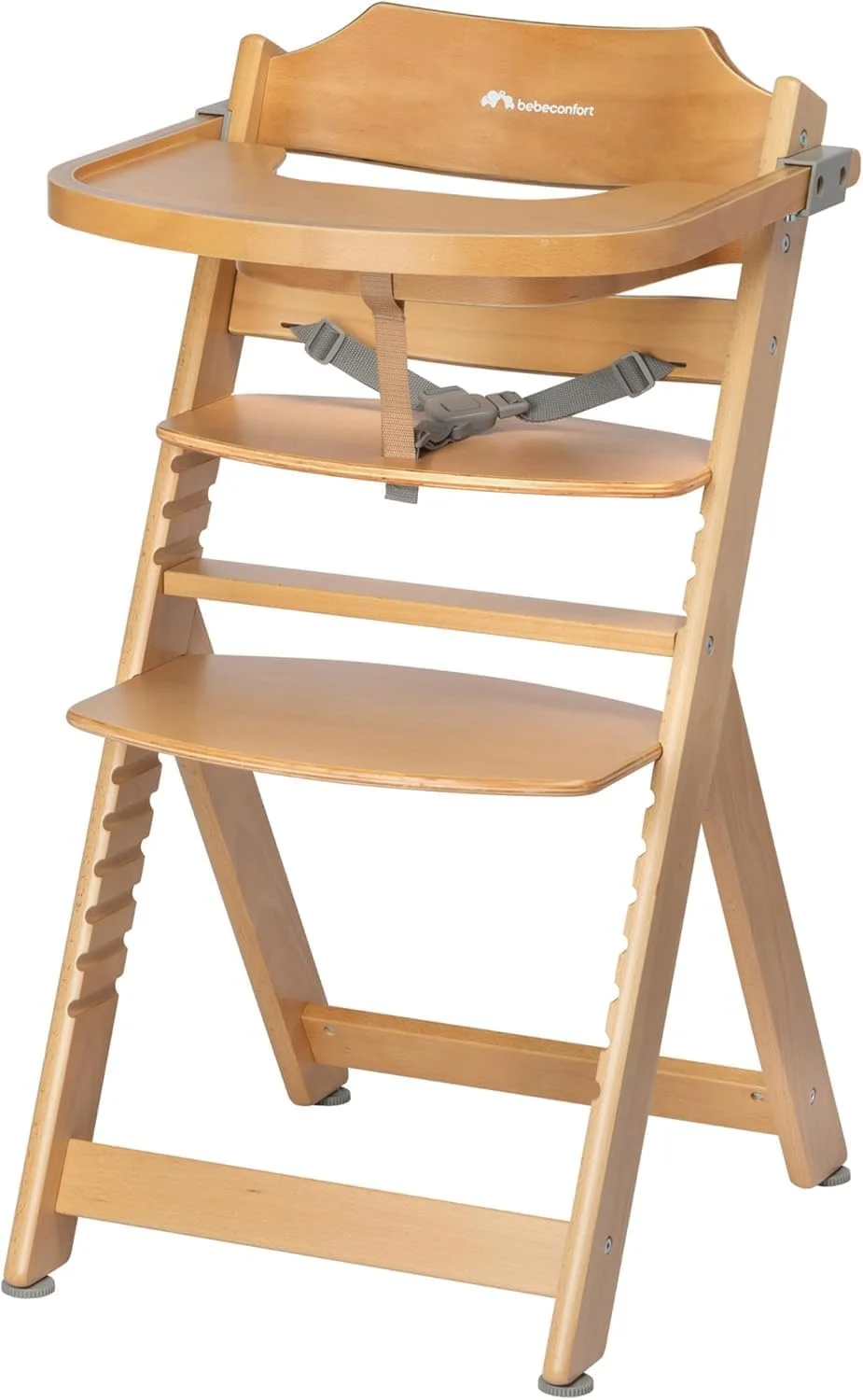 صندلی غذای چوبی قابل تنظیم BEBE CONFORT Timba، 6 ماه - 10 سال، تا 30 کیلوگرم، صندلی بلند کودک، سینی جداشدنی، صندلی و زیرپایی قابل تنظیم، کمربند ایمنی 3 نقطه ای، چوب طبیعی