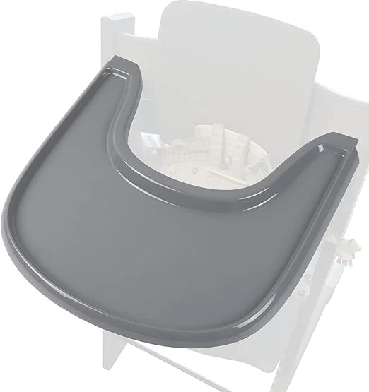 سینی صندلی غذای کودک سازگار با صندلی Stokke Tripp Trapp با سطح صاف و قدرت مکش قوی - ساخته شده از پلاستیک ایمن برای مواد غذایی (فاقد BPA BPS BPF سرب و فتالات) - خاکستری