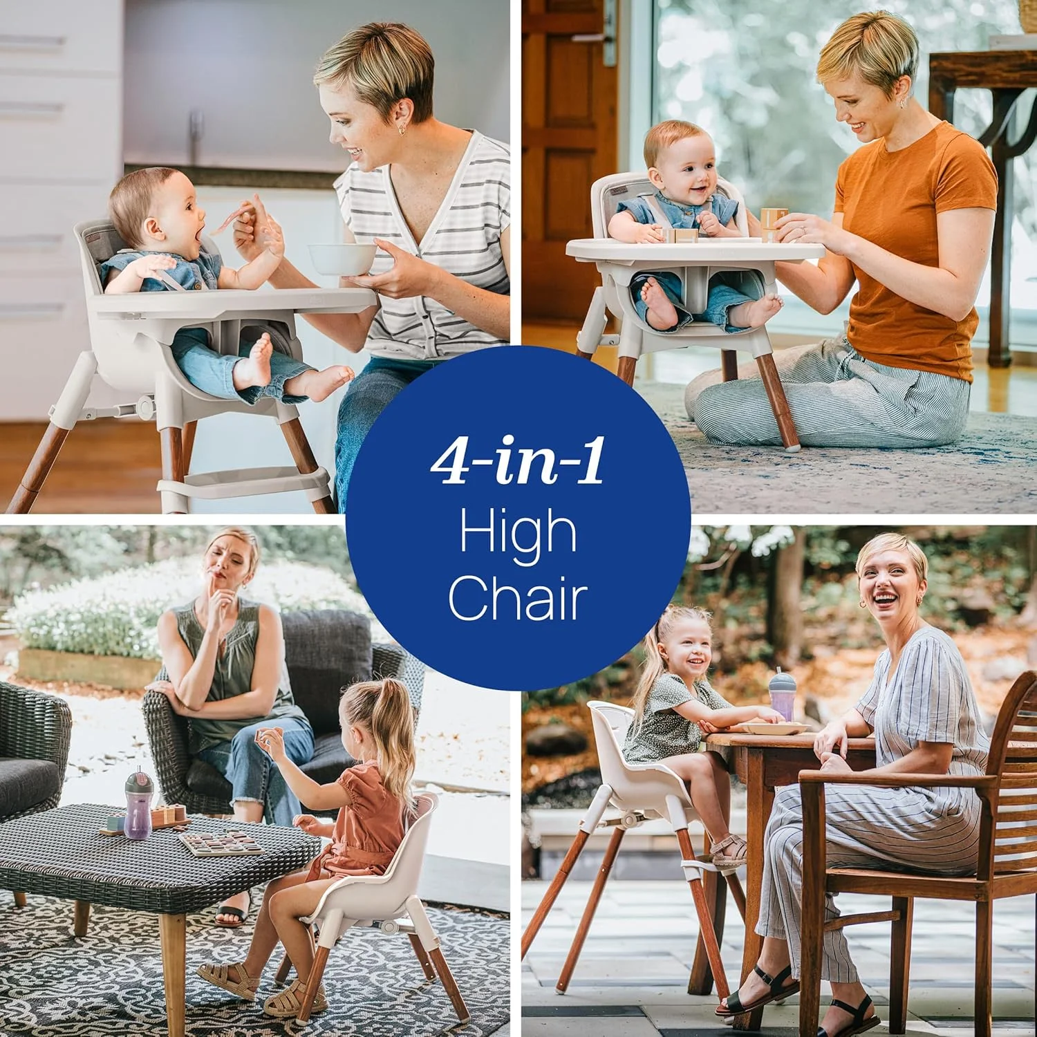 صندلی غذای تاشو 4 در 1 چیکو Zest™ LE، صندلی غذا، صندلی کودک نوپا و چهارپایه جوانان، صندلی غذای چند منظوره با تمیز کردن آسان | کرما/سفید