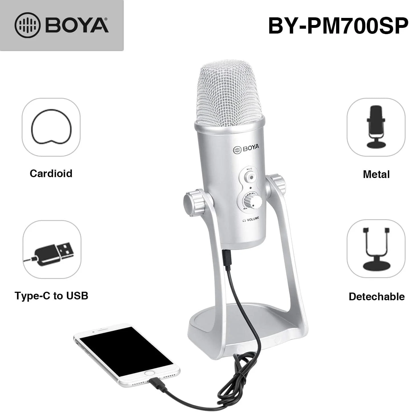 میکروفون کامپیوتر USB بویا برای کنفرانس های وبلاگ نویسی، میکروفون کندانسور BY-PM700SP سازگار با میکروفون های کامپیوتر iOS Android Windows Mac برای ضبط پادکست میکروفون کامپیوتر USB بویا برای کنفرانس های وبلاگ نویسی، میکروفون کندانسور BY-PM700SP سازگار با میکروفون های کامپیوتر iOS Android Windows Mac برای ضبط پادکست