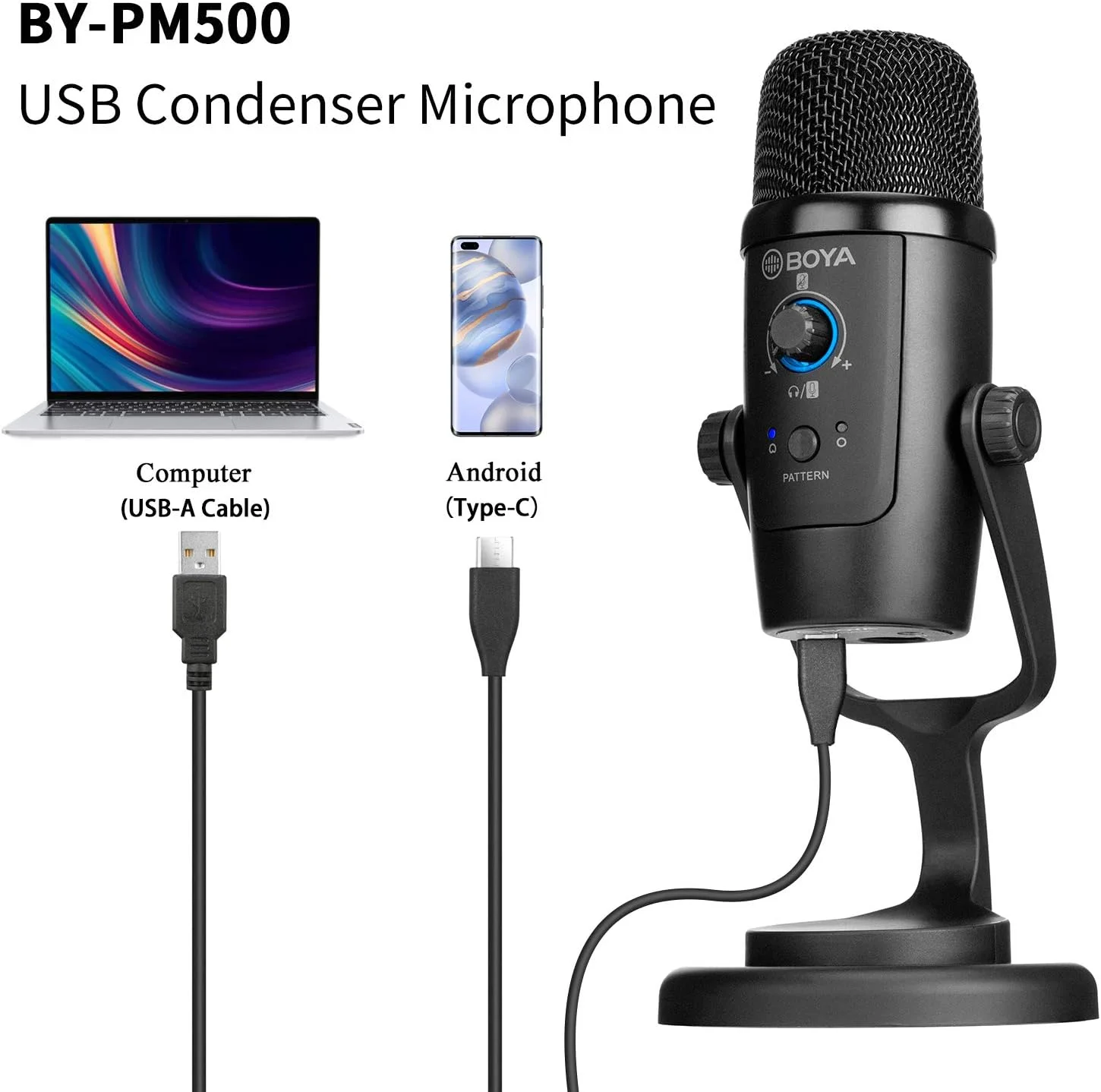 میکروفون USB استودیویی خازنی کامپیوتر BOYA BY-PM500، میکروفون رومیزی با الگوهای قطبی چندگانه و مانیتورینگ برای ضبط و استریم در PC و Mac، ویندوز، برای YouTube، Facebook Live، بازی ها میکروفون USB استودیویی خازنی کامپیوتر BOYA BY-PM500، میکروفون رومیزی با الگوهای قطبی چندگانه و مانیتورینگ برای ضبط و استریم در PC و Mac، ویندوز، برای YouTube، Facebook Live، بازی ها