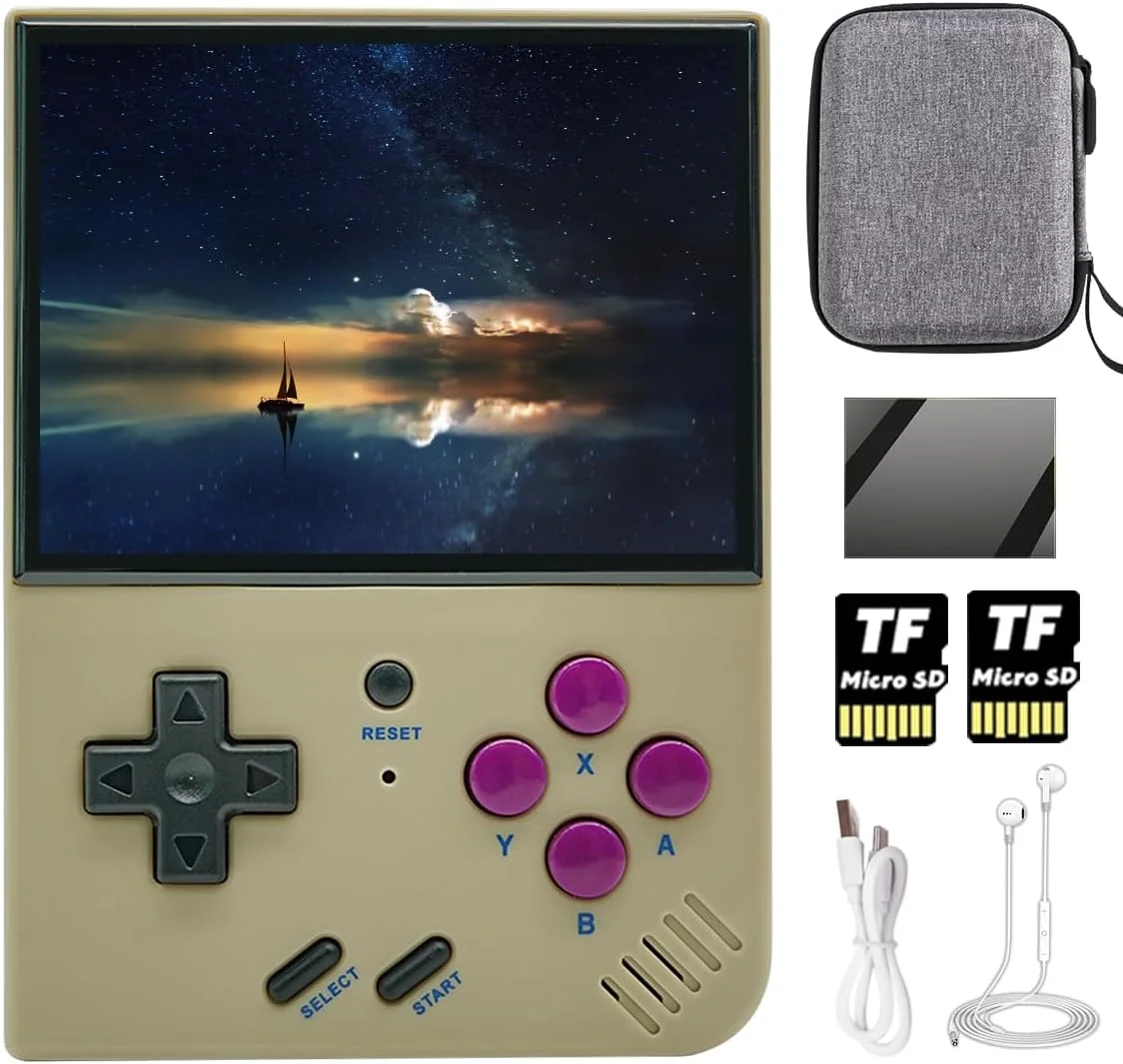 کنسول بازی دستی EWDGOES R33S، سیستم شبیه ساز 3.5 اینچی RK3326، باتری 3200mAh، خاکستری رترو