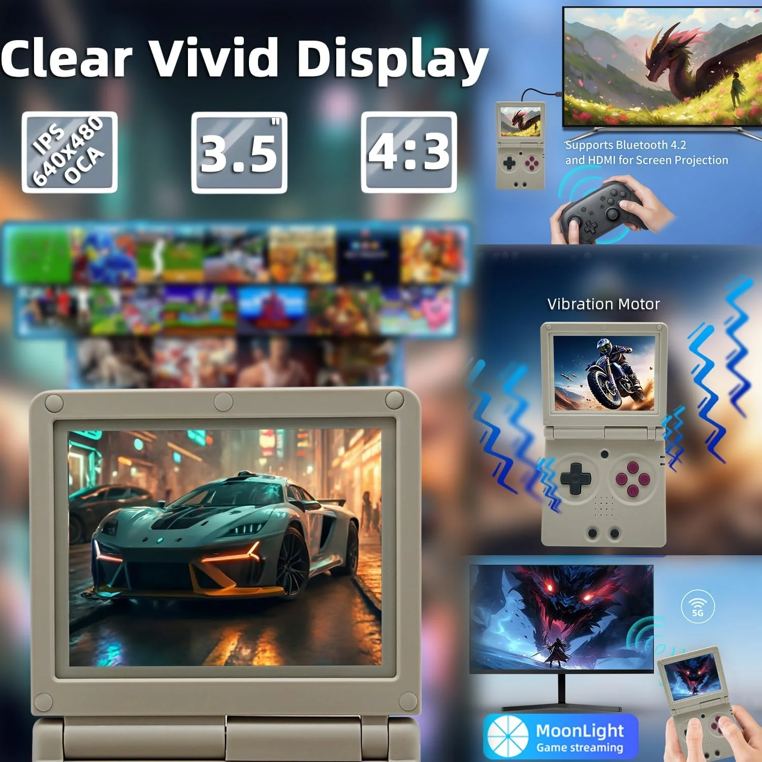 کنسول بازی دستی EWDGOES RG35XXSP، صفحه نمایش 3.5 اینچی IPS، باتری 3300mAh، سیستم تاشو، کنسول بازی های رترو، سازگار با خروجی تلویزیون، 64 گیگابایت، خاکستری کنسول بازی دستی EWDGOES RG35XXSP، صفحه نمایش 3.5 اینچی IPS، باتری 3300mAh، سیستم تاشو، کنسول بازی های رترو، سازگار با خروجی تلویزیون، 64 گیگابایت، خاکستری