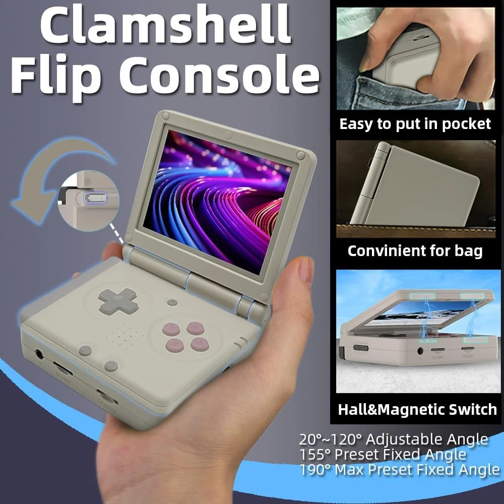 کنسول بازی دستی EWDGOES RG35XXSP، صفحه نمایش 3.5 اینچی IPS، باتری 3300mAh، سیستم تاشو، کنسول بازی های رترو، سازگار با خروجی تلویزیون، 64 گیگابایت، خاکستری کنسول بازی دستی EWDGOES RG35XXSP، صفحه نمایش 3.5 اینچی IPS، باتری 3300mAh، سیستم تاشو، کنسول بازی های رترو، سازگار با خروجی تلویزیون، 64 گیگابایت، خاکستری