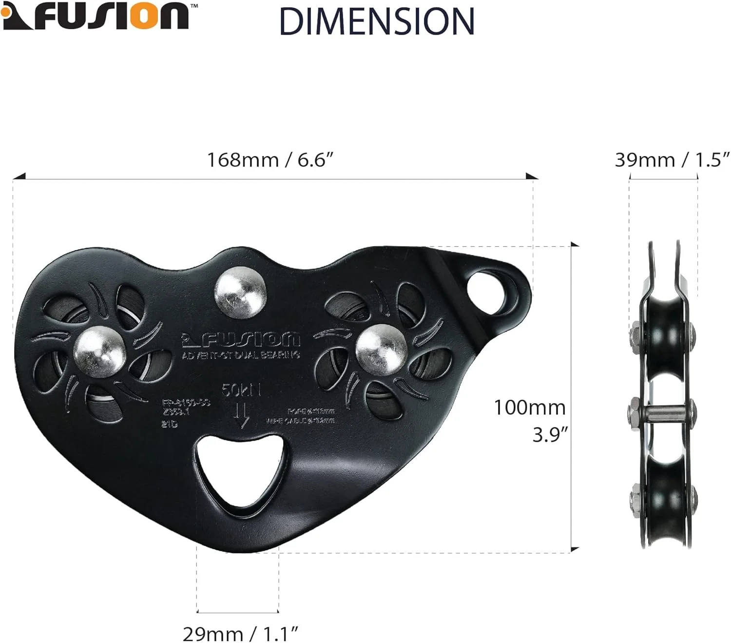 قرقره ترولی استیل ضد زنگ فوق العاده سریع Fusion Climb مدل FP-8160-SS-BLK Advent Military Tactical Edition، مشکی 50 کیلونیوتن، سایز One Size