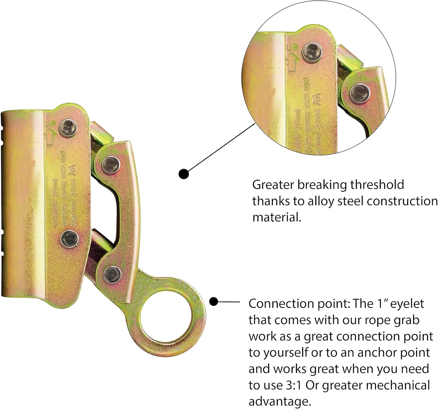 گیره طناب دستی استیل ضد زنگ Fusion Climb Optimus، محافظ گیره طناب هارنس ایمنی (FP-7103-GS)