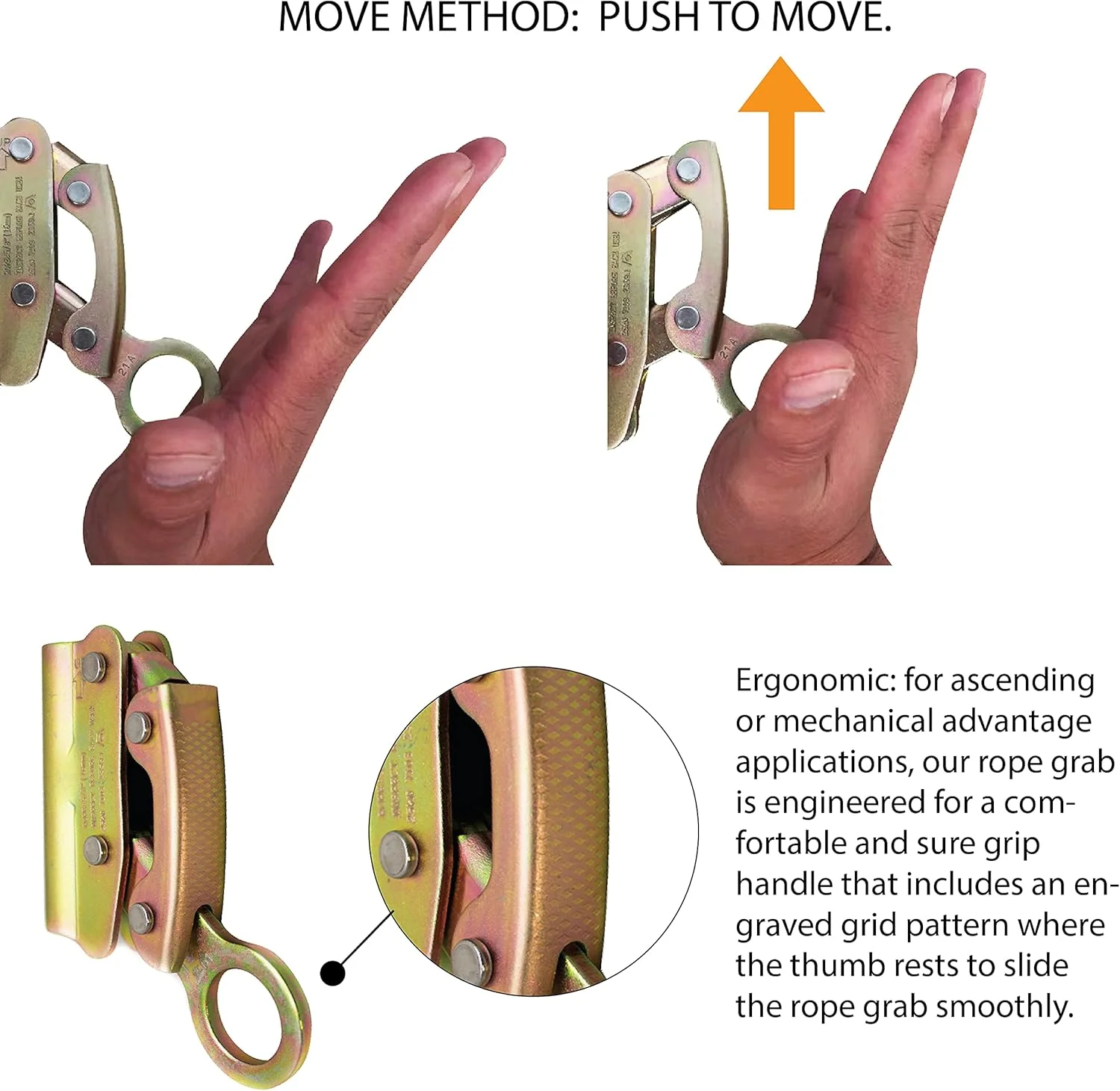 گیره طناب دستی استیل ضد زنگ Fusion Climb Optimus، محافظ گیره طناب هارنس ایمنی (FP-7103-GS)