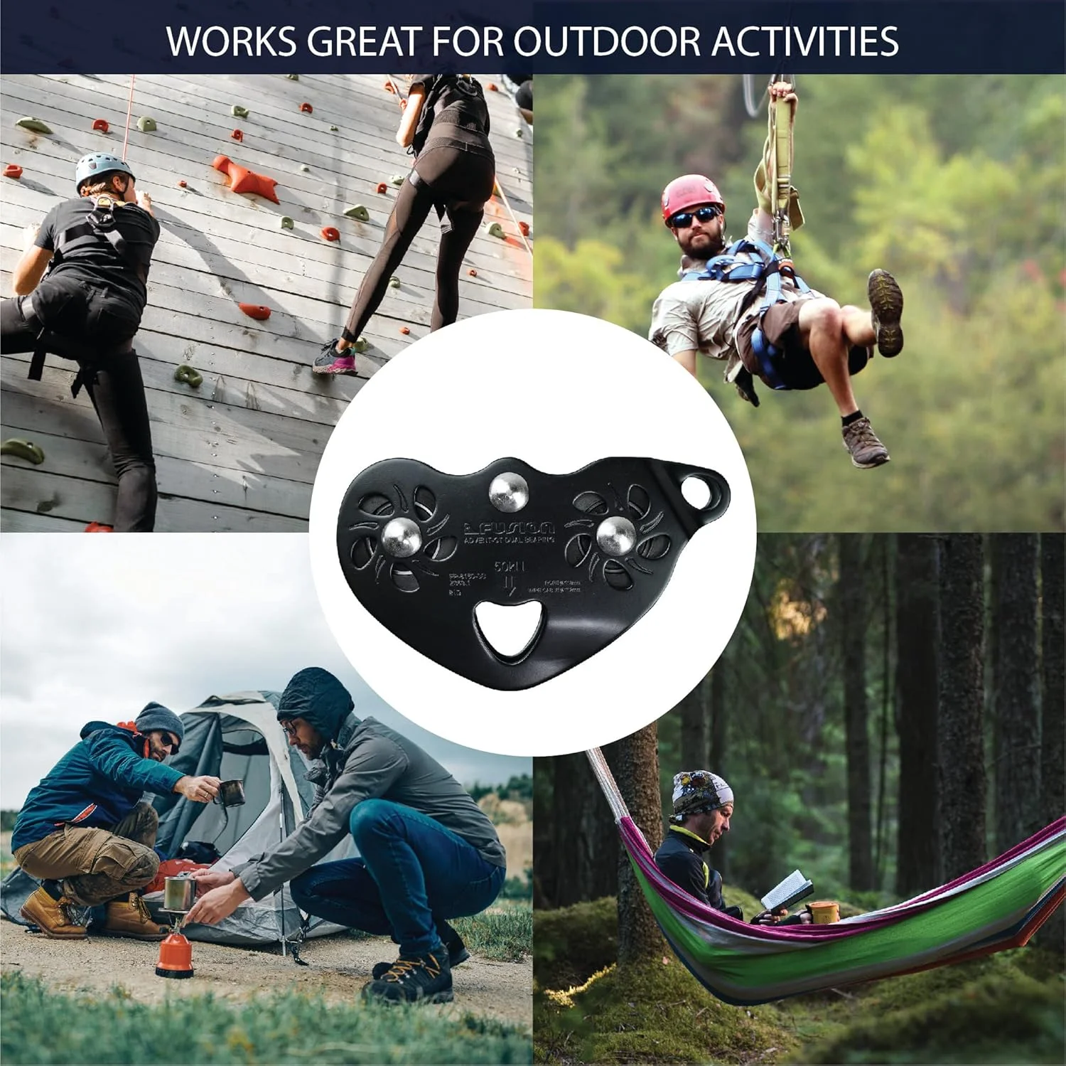 قرقره ترولی استیل ضد زنگ فوق العاده سریع Fusion Climb مدل FP-8160-SS-BLK Advent Military Tactical Edition، مشکی 50 کیلونیوتن، سایز One Size