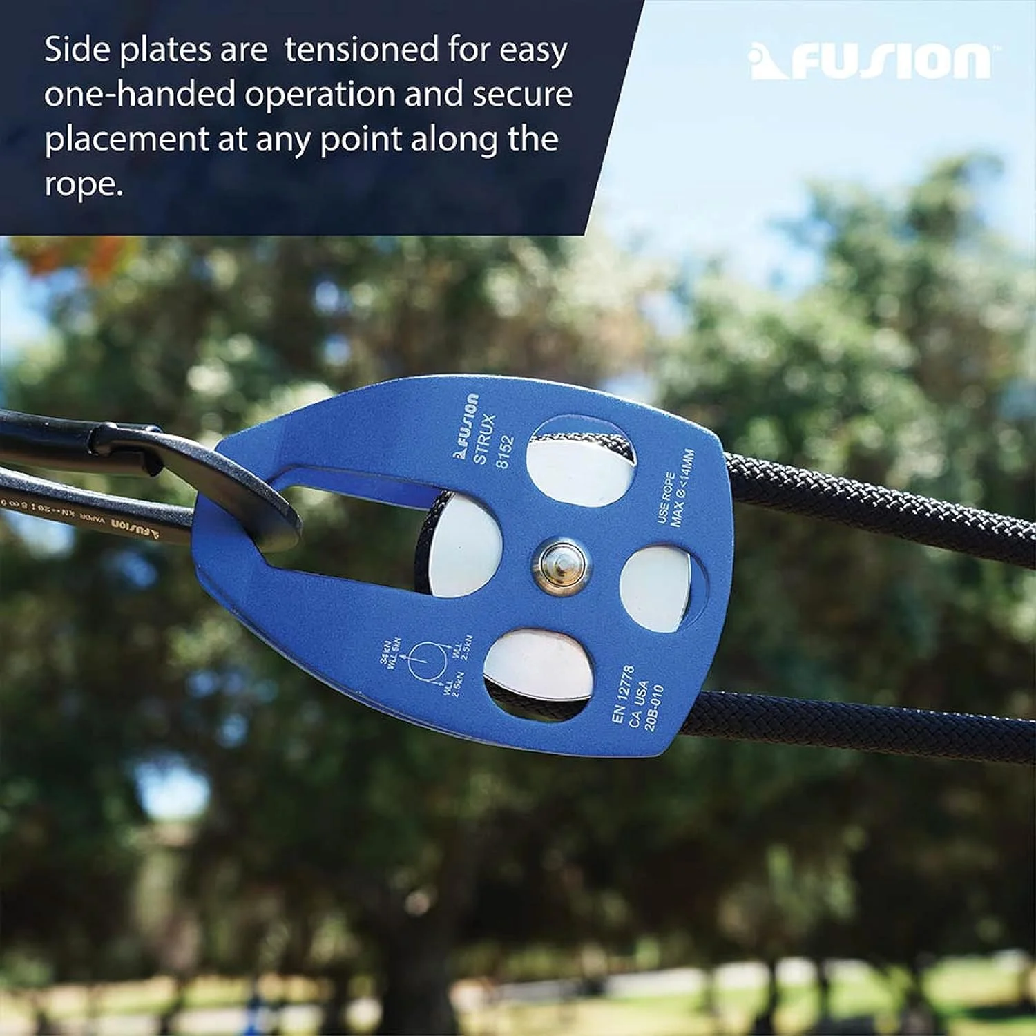 فیوژن کلیمب قرقره نجات آلومینیومی Strux با چرخش جانبی آبی 34KN…