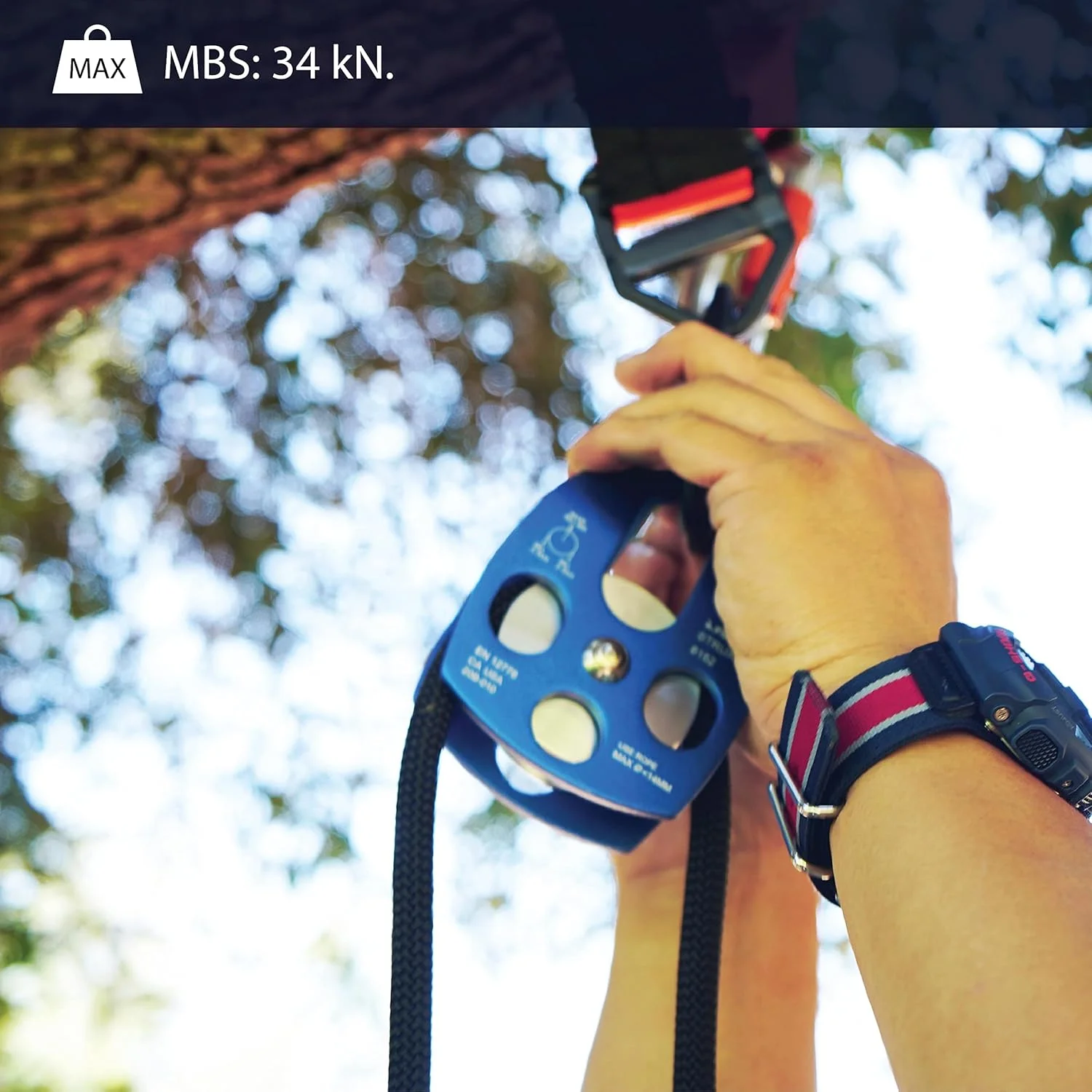 فیوژن کلیمب قرقره نجات آلومینیومی Strux با چرخش جانبی آبی 34KN…