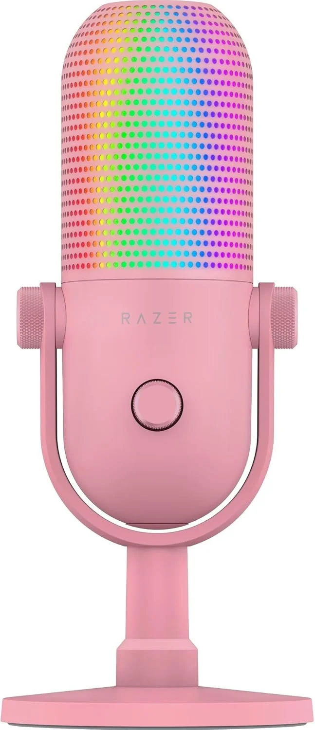 میکروفون USB ریزر Seiren V3 Chroma - RGB با قابلیت قطع صدا با لمس - نسخه کوارتز